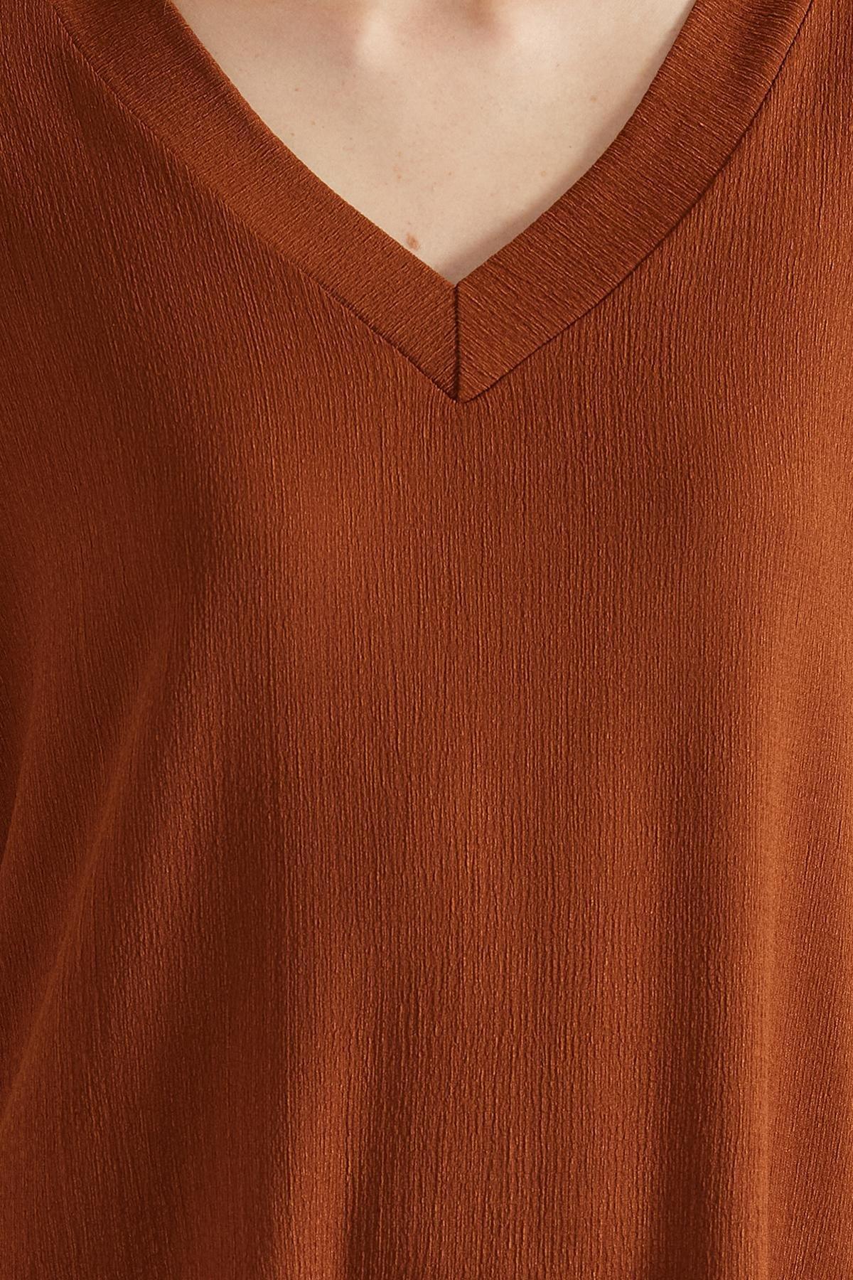 Brown Wrap V-Neck Shift Mini Dress, Tile, large image number 4