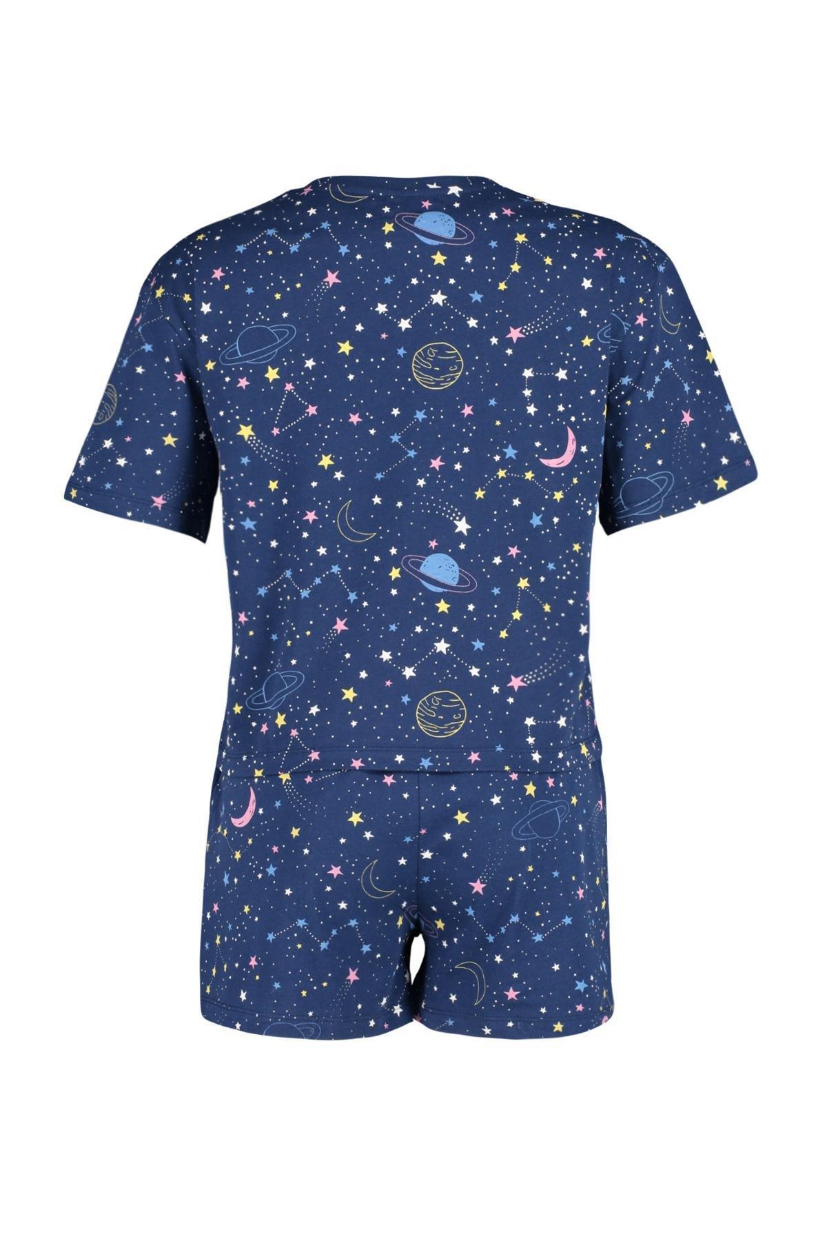 Navy Cotton Galaxy Patterned Pajamas Set, , large image number 5