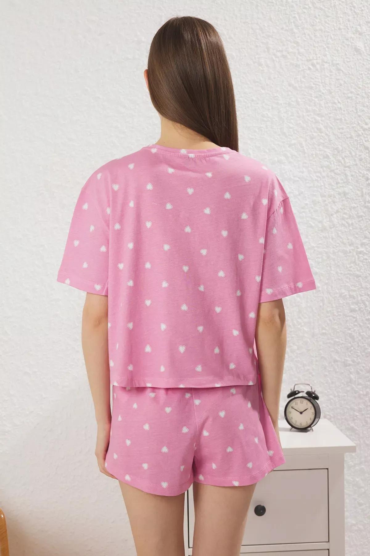 Pink Heart Shorts Pajama Set, , large image number 3