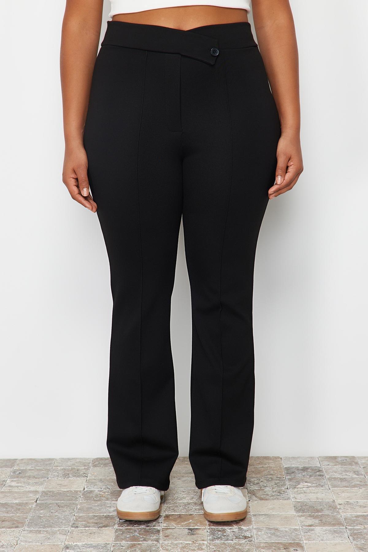 Trendyol - Black Asymmetric Waist Detailed Knitted Trousers