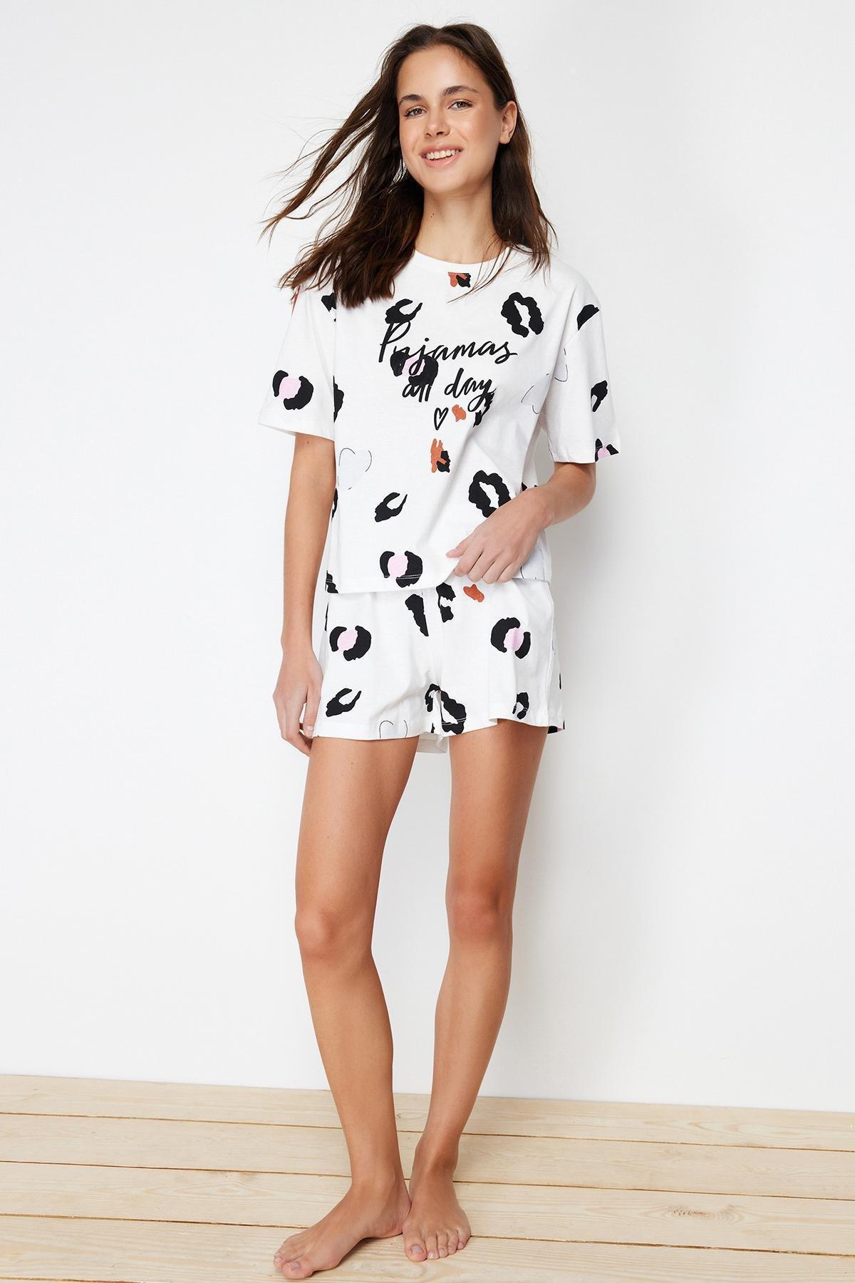 Multicolor Cotton Animal Patterned Pajamas Set, White-Multicolor, large image number 2