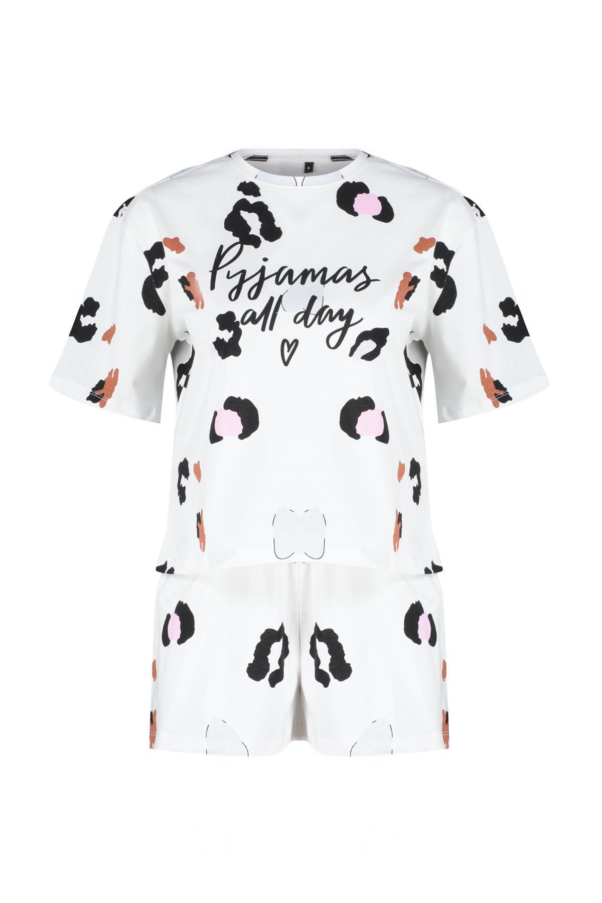 Multicolor Cotton Animal Patterned Pajamas Set, White-Multicolor, large image number 5