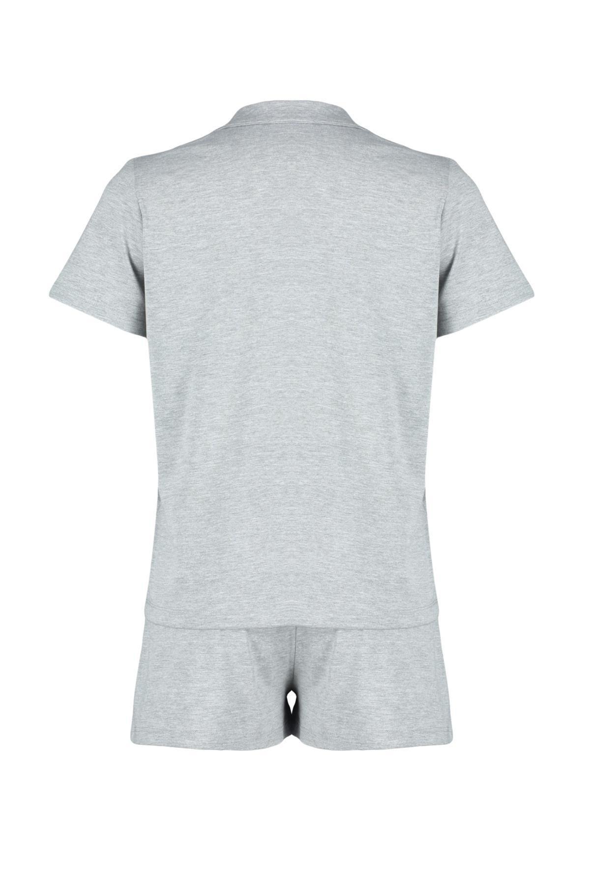 Trendyol - Gray Animal Printed Knitted Pyjamas Set