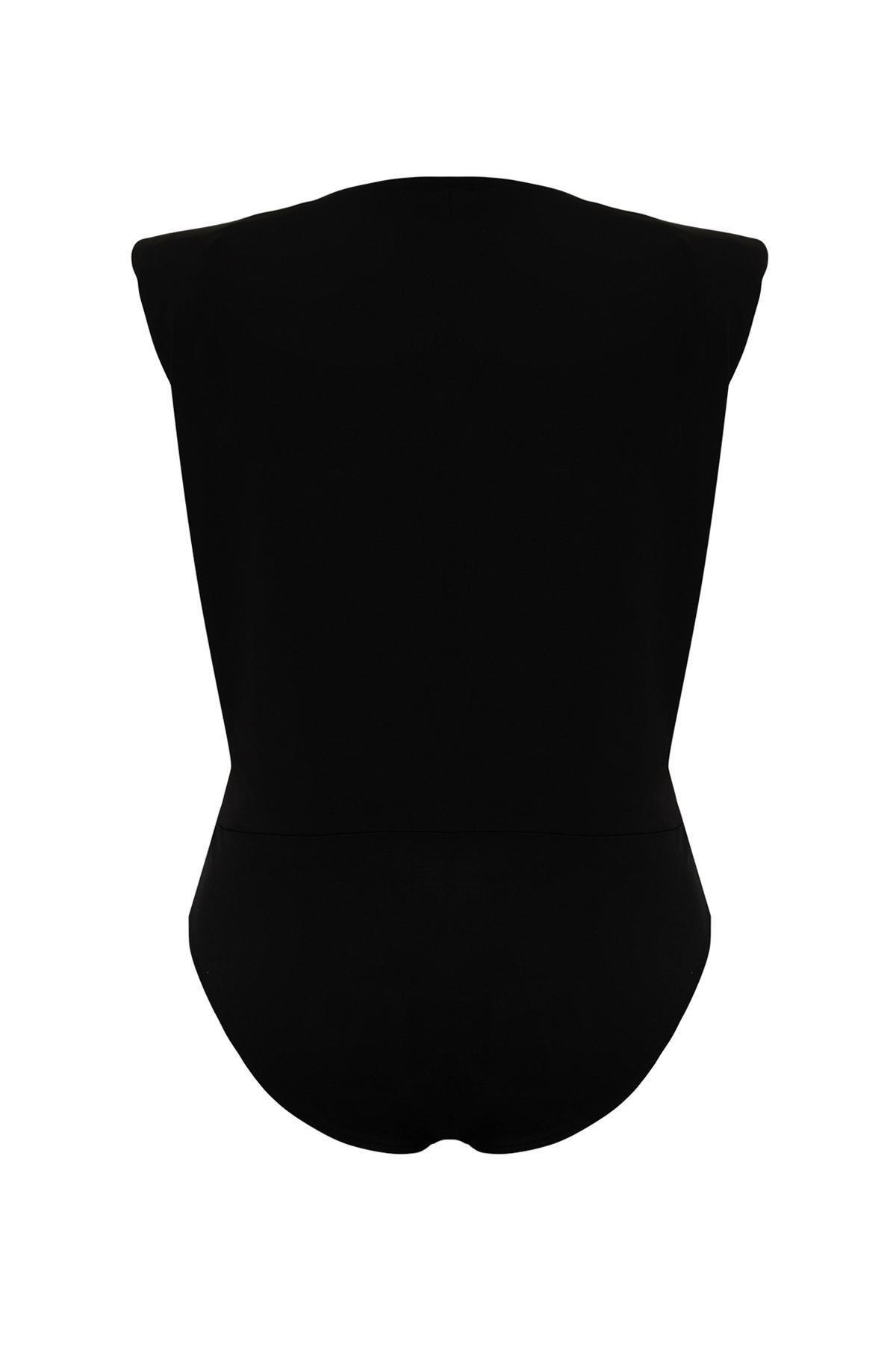 Black Detailed Knitted Bodysuit, , large image number 1