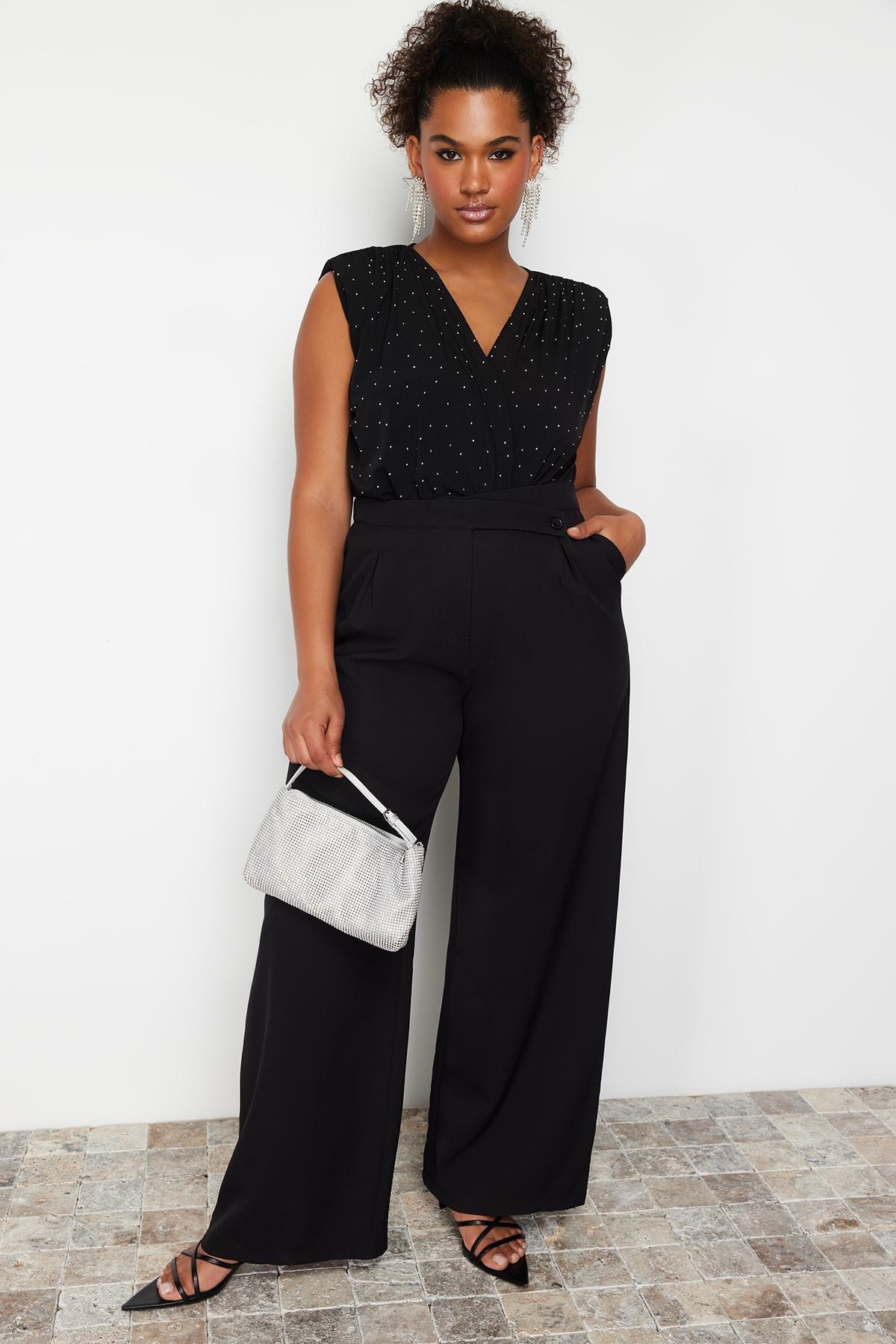 Black Detailed Knitted Bodysuit, , large image number 2