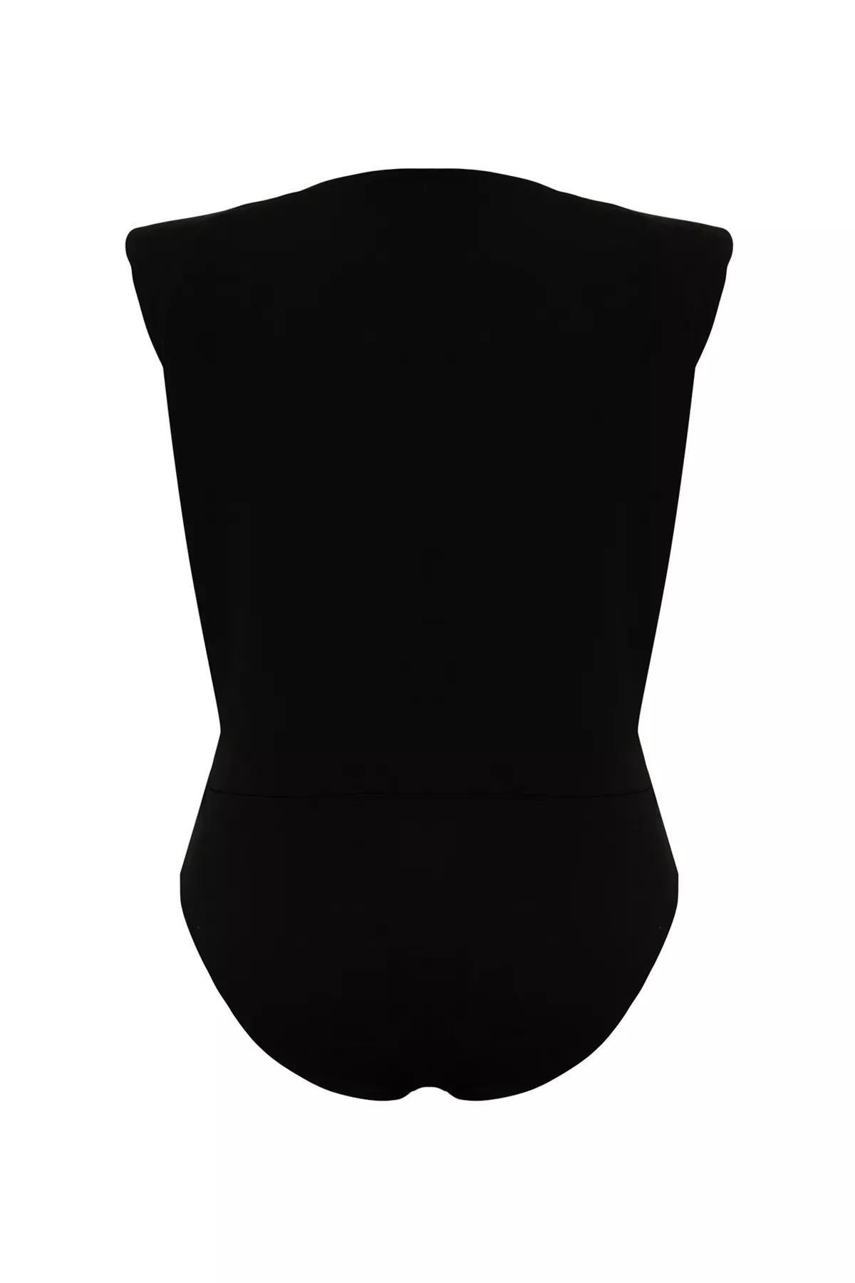 Black Detailed Knitted Bodysuit, , large image number 6
