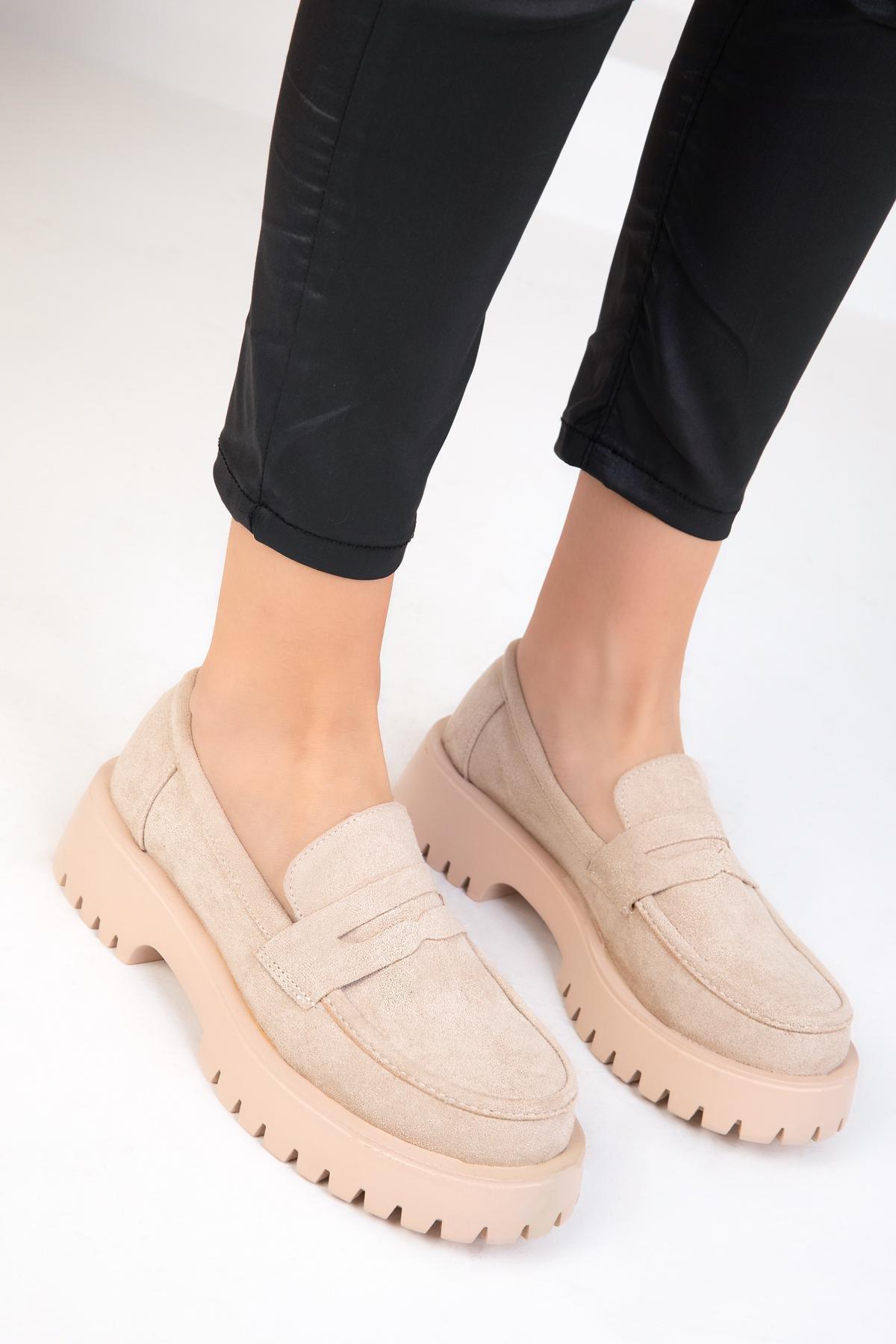 Beige Suede Casual Shoes, , large image number 1