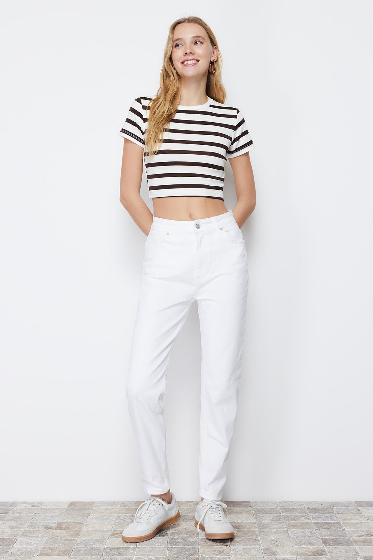 White More Sustainable High Waist Mom Jeans, , large image number 0