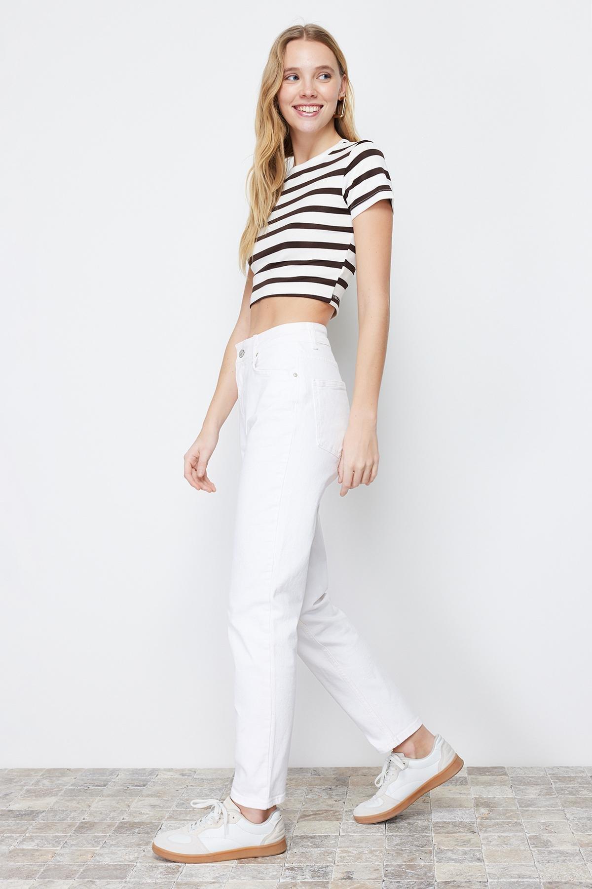 White More Sustainable High Waist Mom Jeans, , large image number 1
