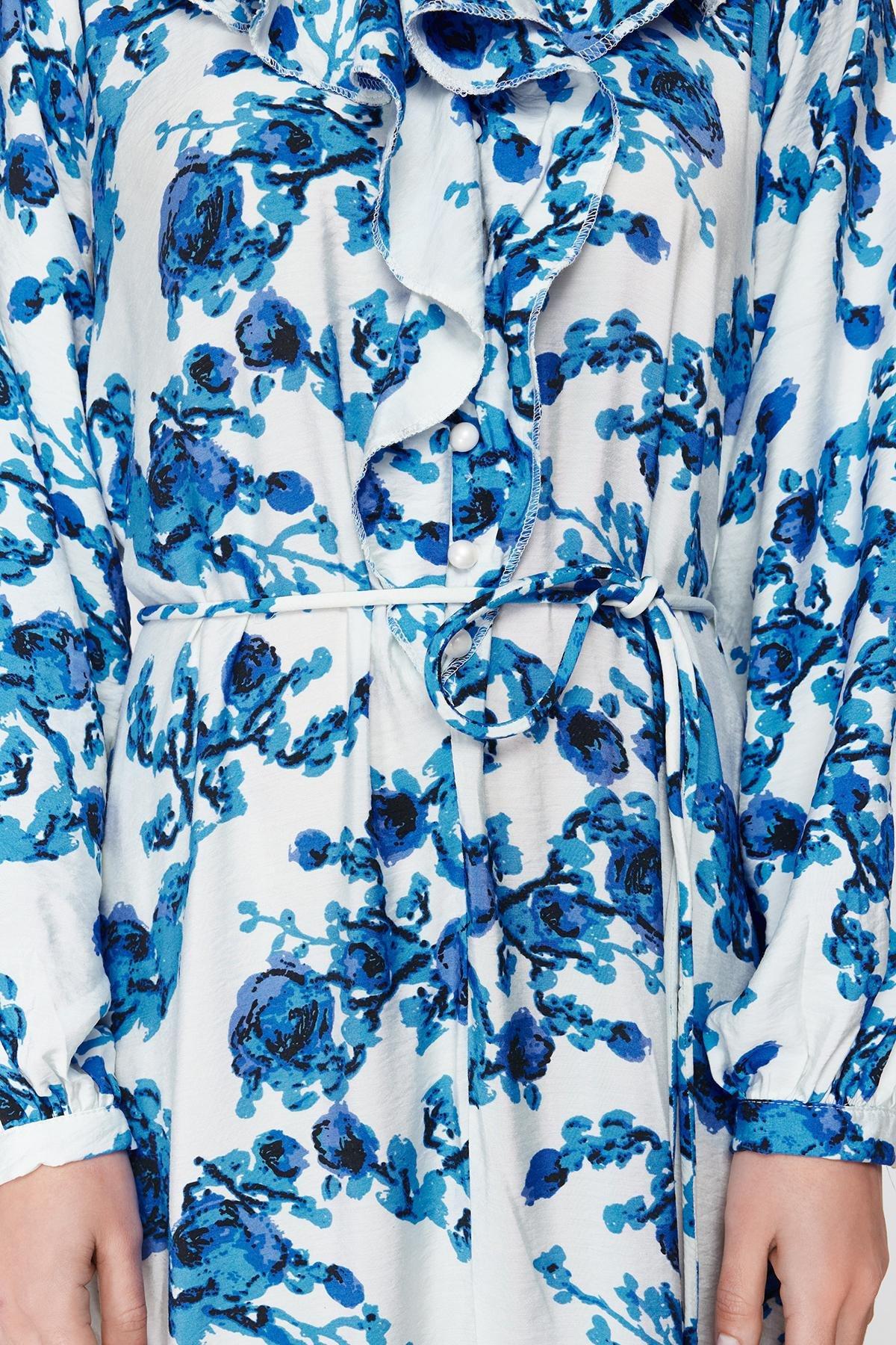 Ecru Floral Ruffle Detail Woven Dress TCTSS24EB00079, Ecru, large image number 3