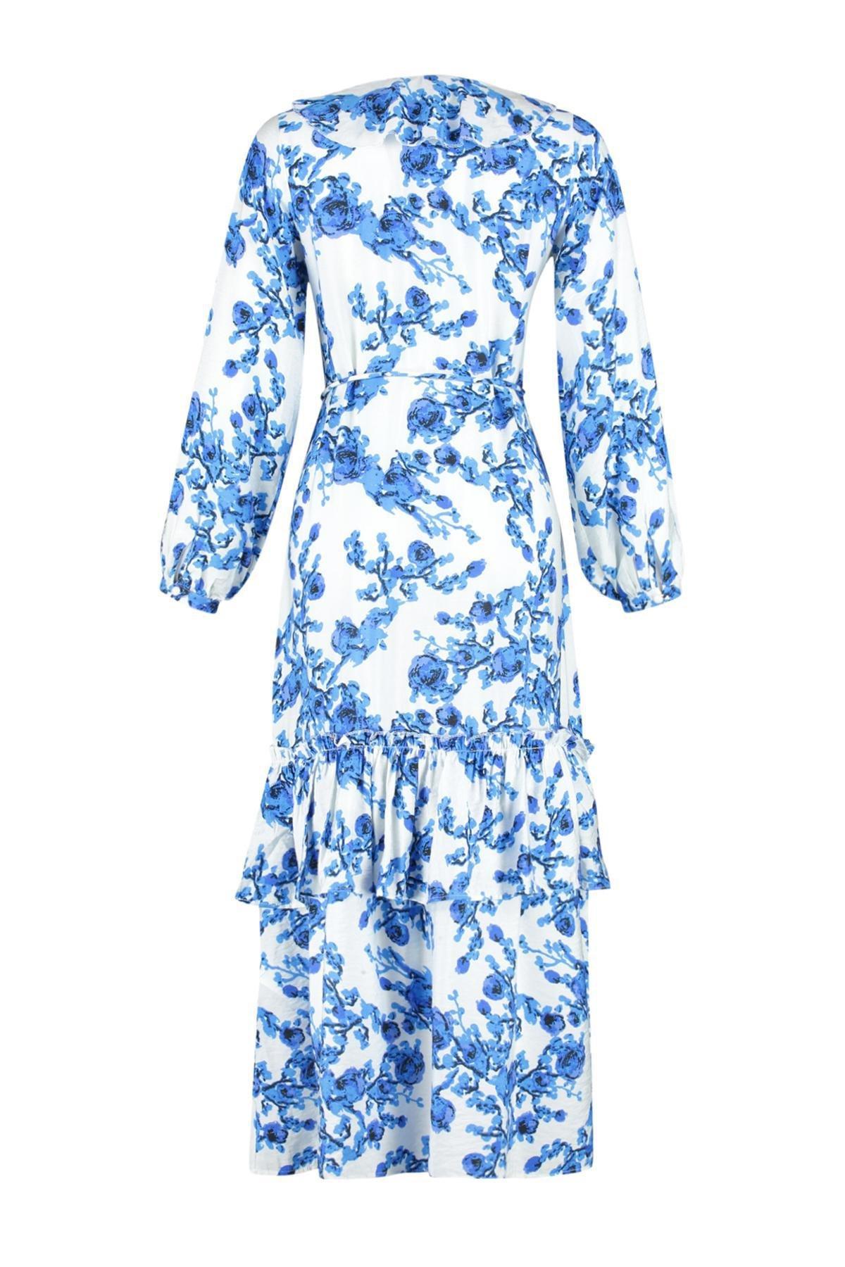 Ecru Floral Ruffle Detail Woven Dress TCTSS24EB00079, Ecru, large image number 5