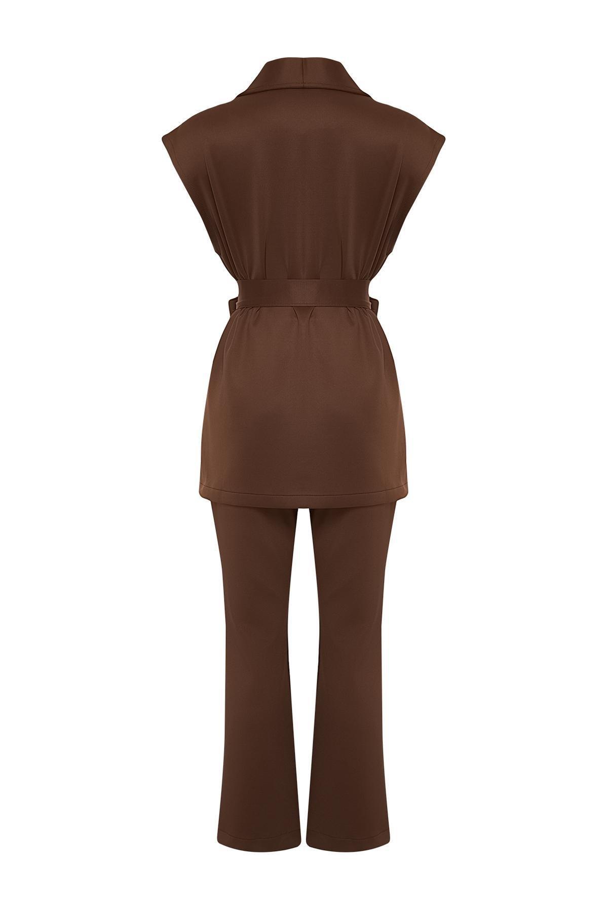 Brown Belted Scuba Co-Ord Set, , large image number 6