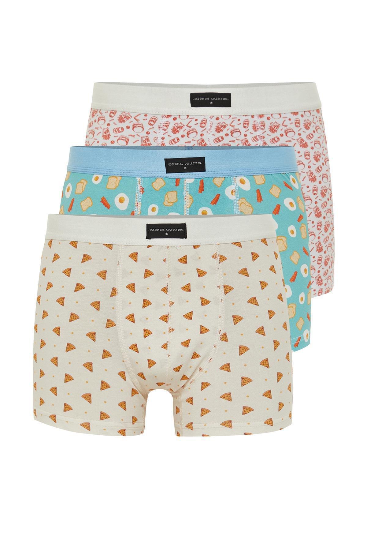 3-Pack Multi Color Food Patterned Cotton Boxer TMNSS24BX00007, 3some, , large image number 0