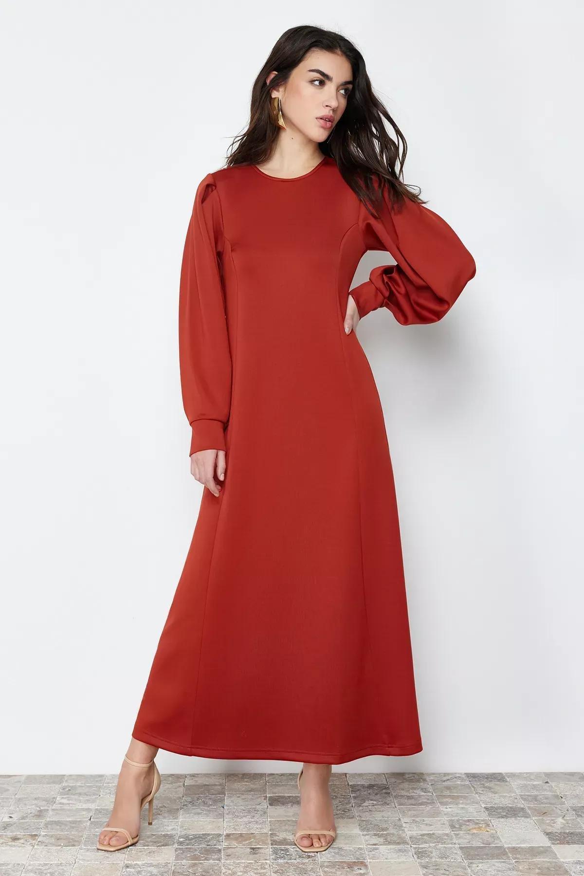 Red Shoulder Detailed Knitted Dress, Tile, large image number 0