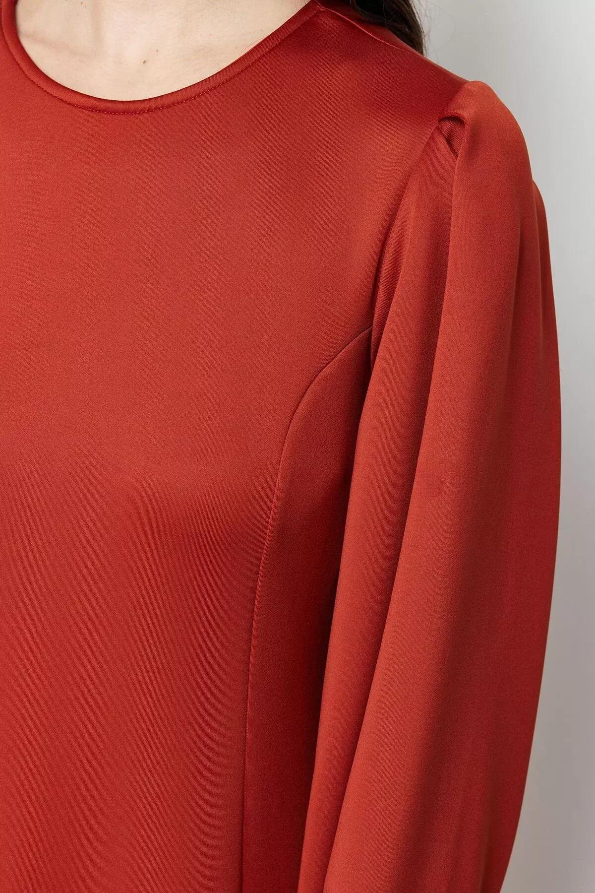 Red Shoulder Detailed Knitted Dress, Tile, large image number 2