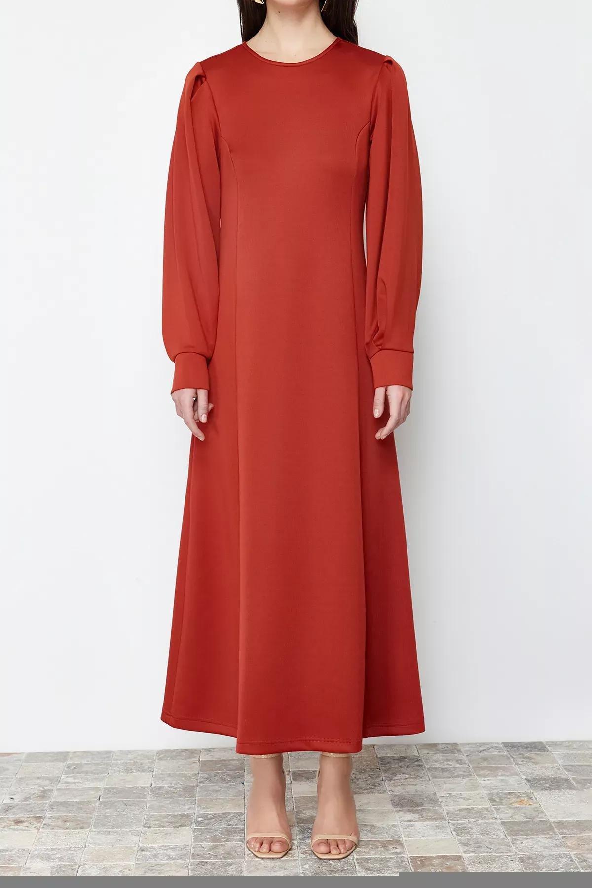 Red Shoulder Detailed Knitted Dress, Tile, large image number 4