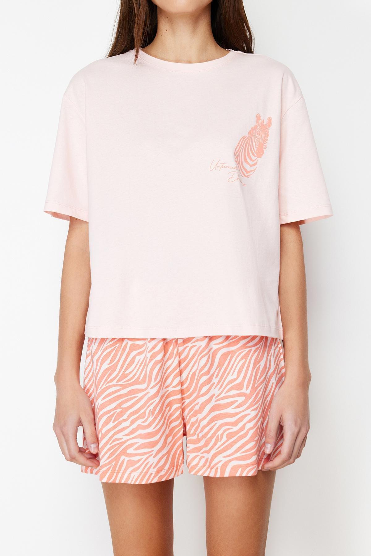 Pink Cotton Zebra Printed Pajamas Set, , large image number 3