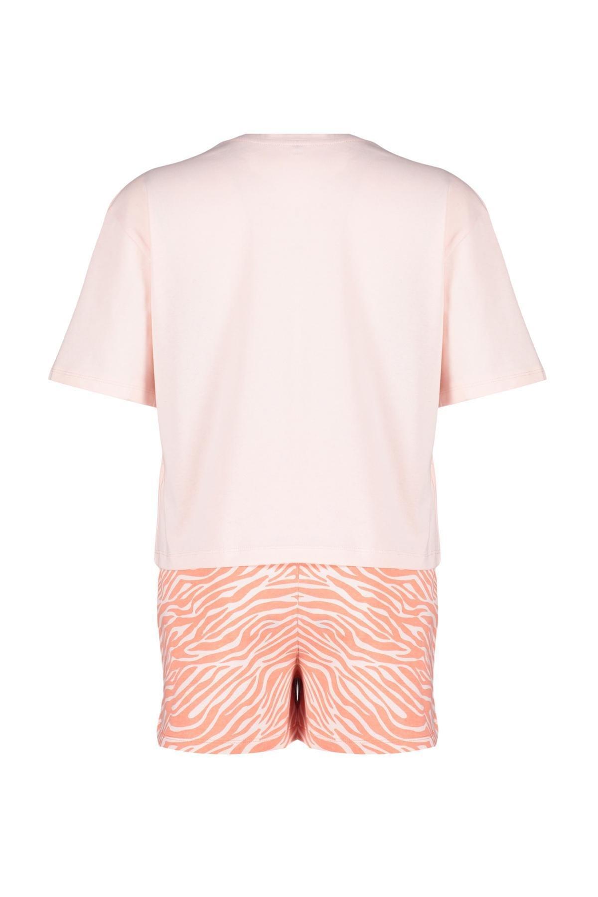 Pink Cotton Zebra Printed Pajamas Set, , large image number 6