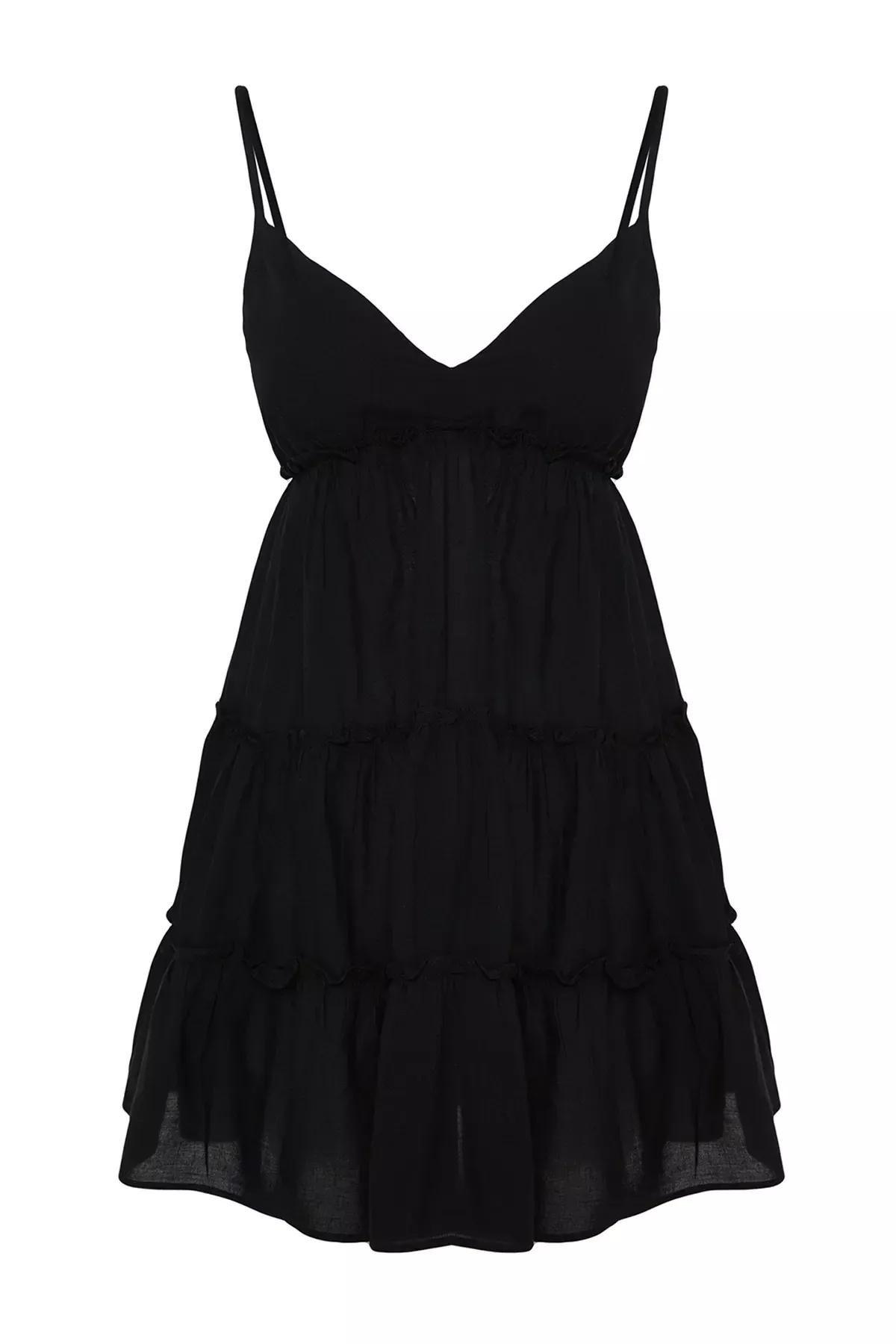 Black Mini Woven Beach Dress, C101_2094, large image number 5