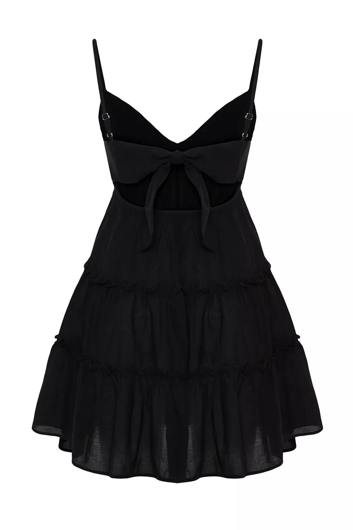 Black Mini Woven Beach Dress, C101_2094, large image number 6