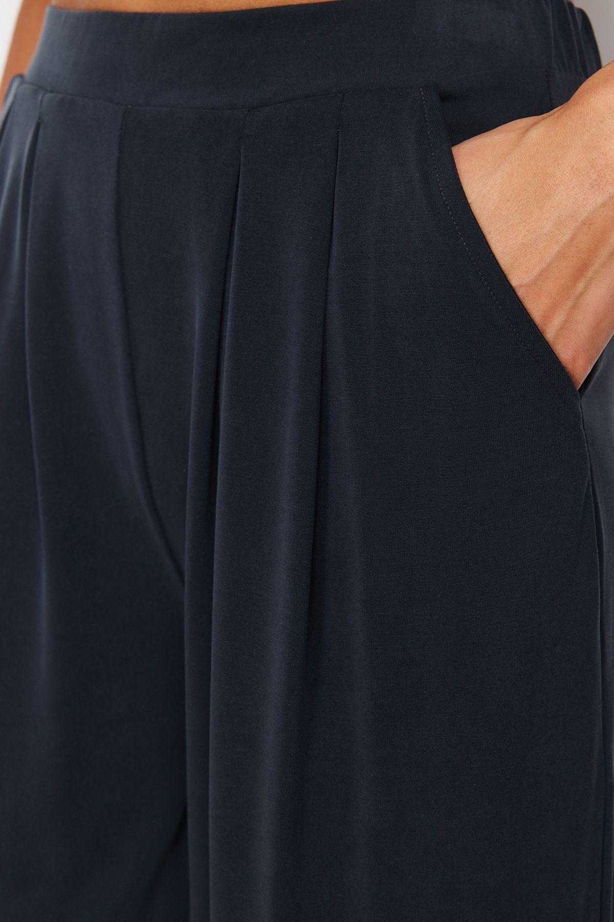 Anthracite Premium Soft Textured Modal Wide Leg Trousers TWOSS24PL00071, , large image number 4
