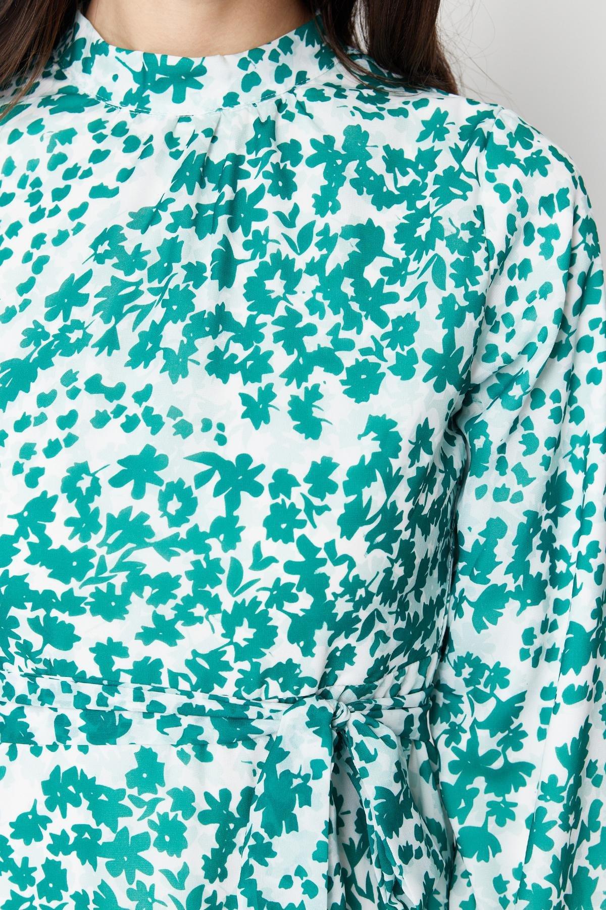 Green Lined Floral Woven Dress, , large image number 4
