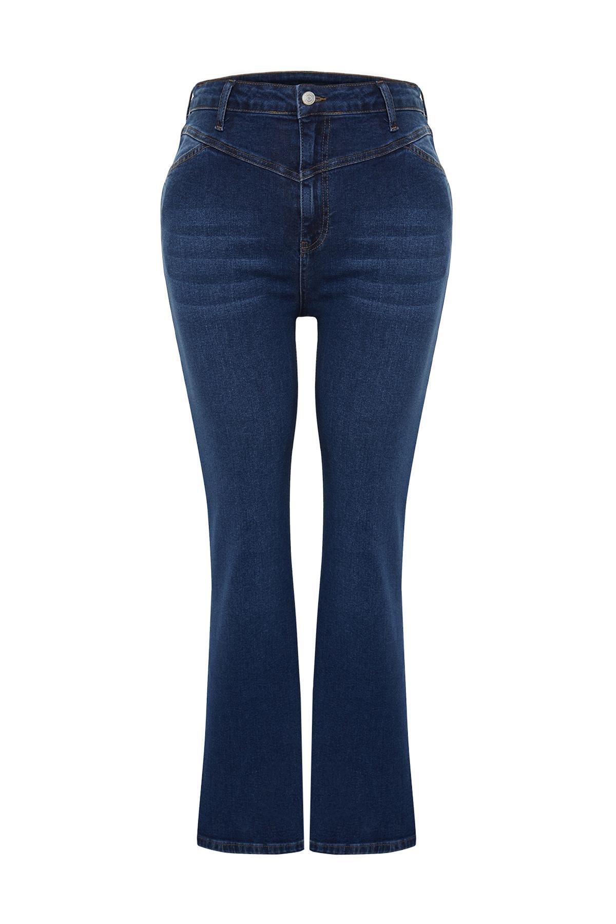 Blue Stitch Detail Flare Fit Jeans, , large image number 5