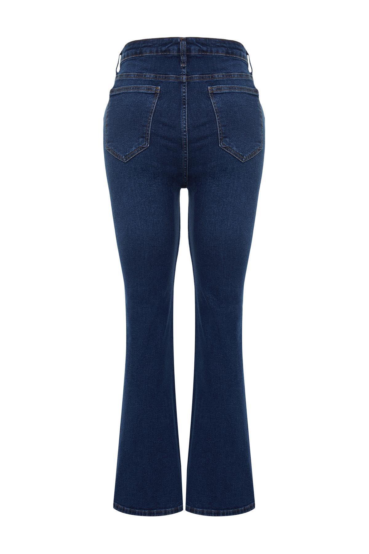 Blue Stitch Detail Flare Fit Jeans, , large image number 6