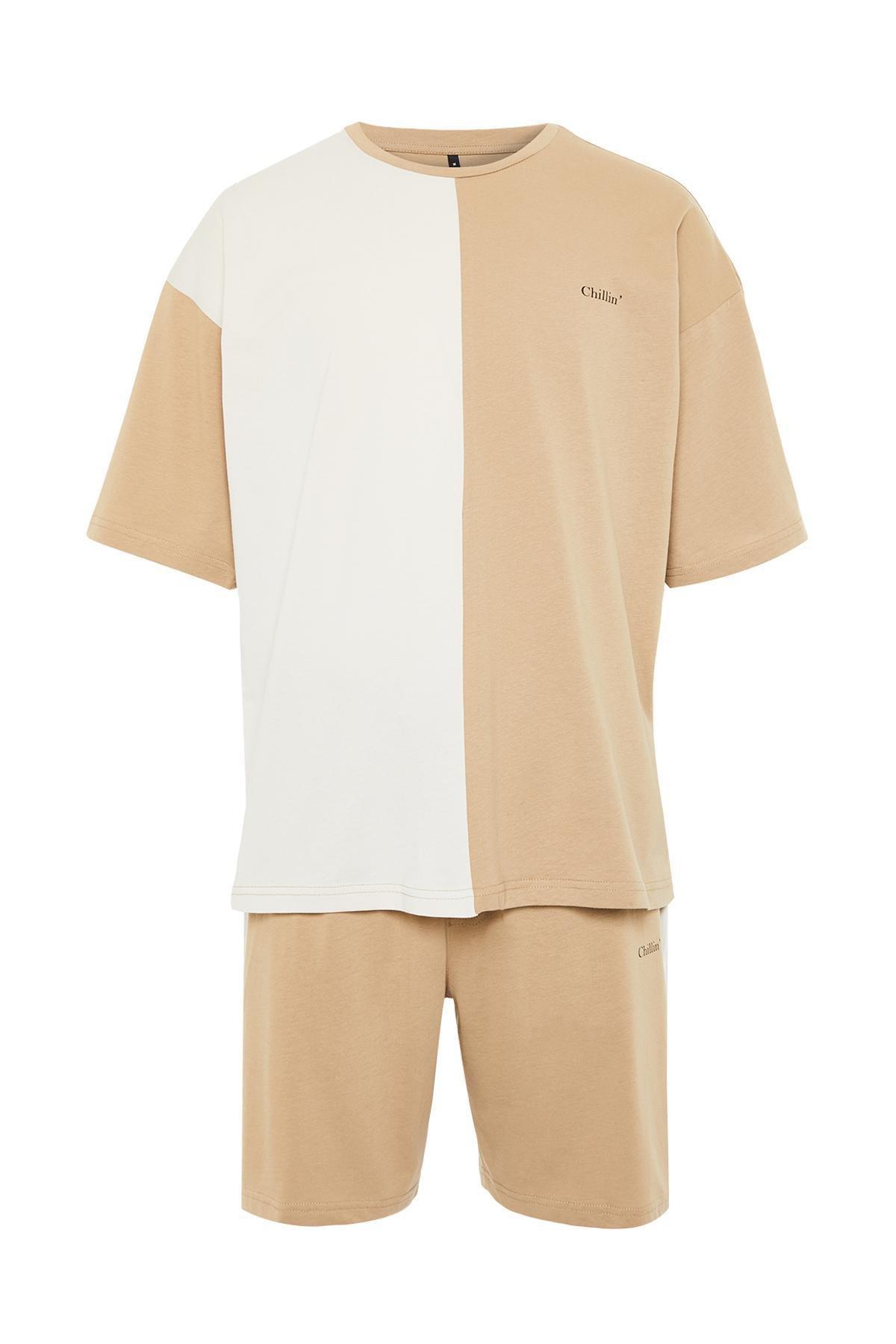 Beige Oversize Printed Pyjamas Set, , large image number 5