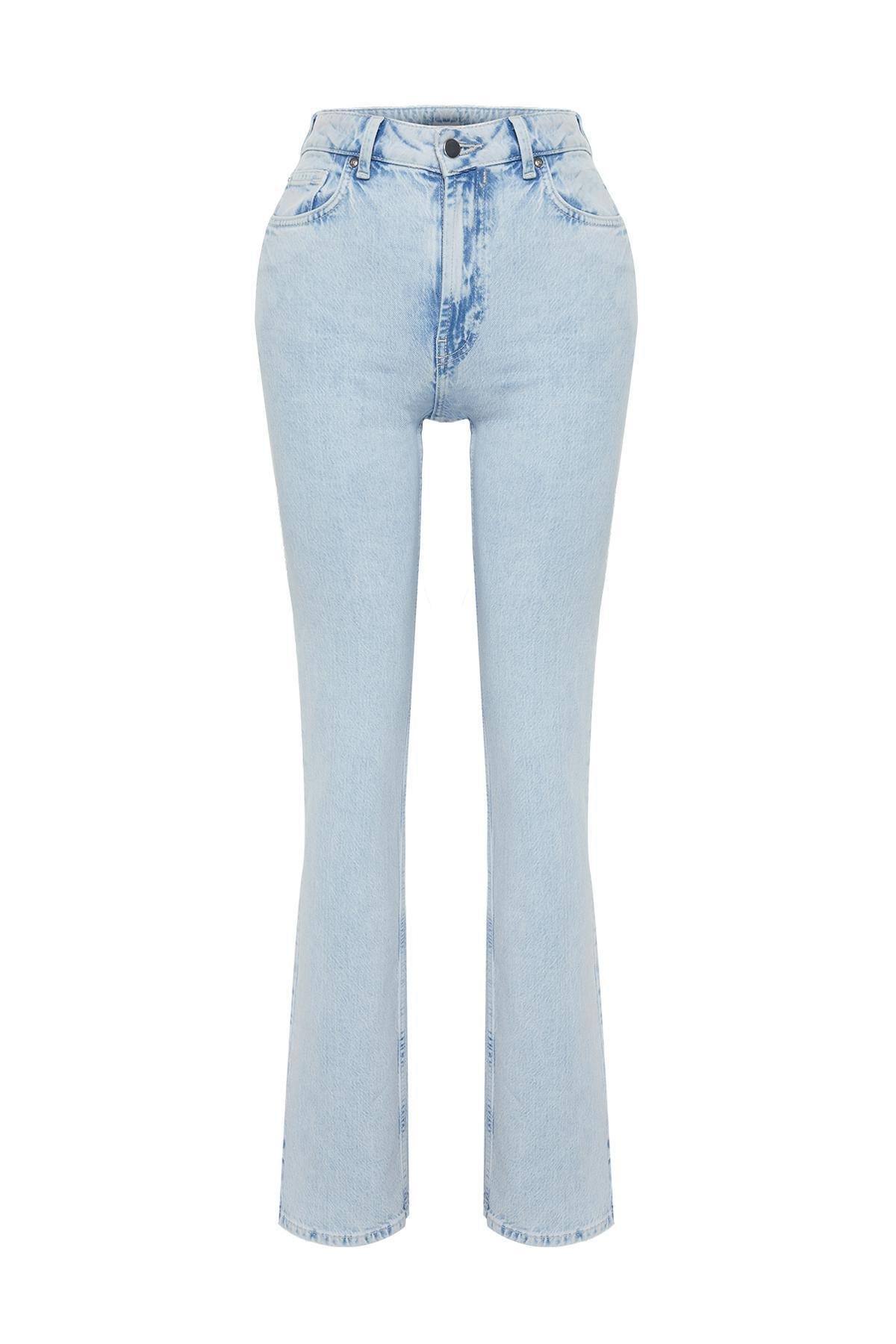Ice Blue High Waist Straight Jeans TWOSS24JE00092, , large image number 5