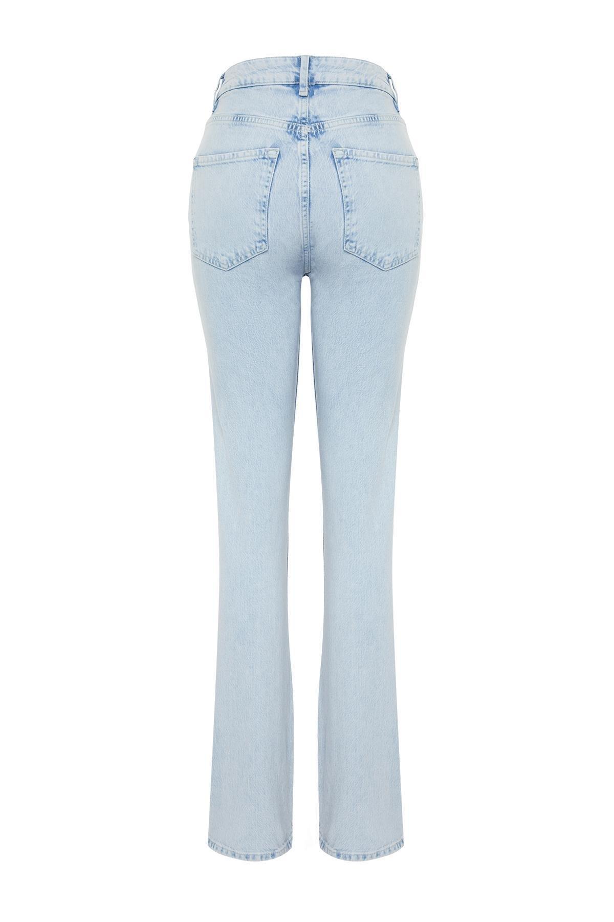 Ice Blue High Waist Straight Jeans TWOSS24JE00092, , large image number 6