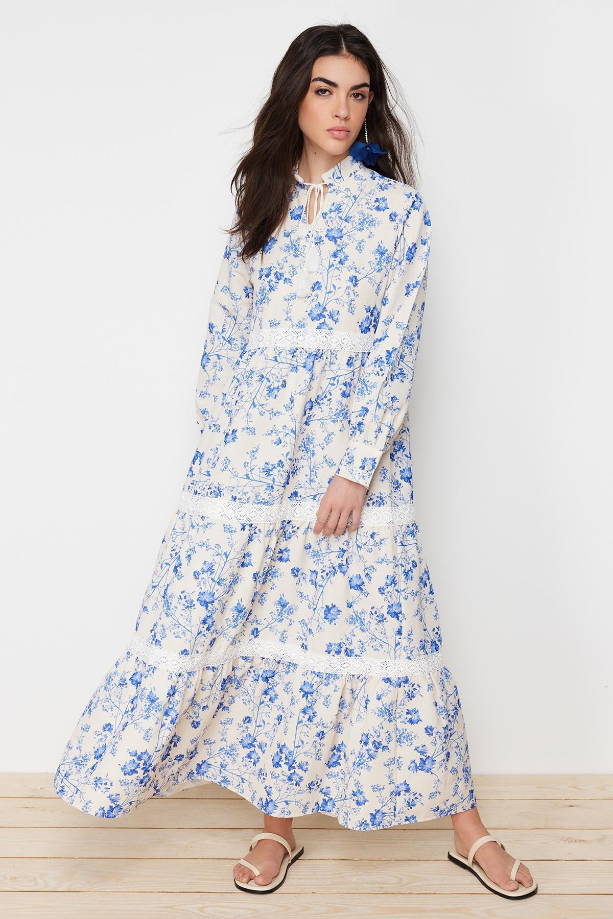 Multicolour Linen Floral Woven Dress, , large image number 2