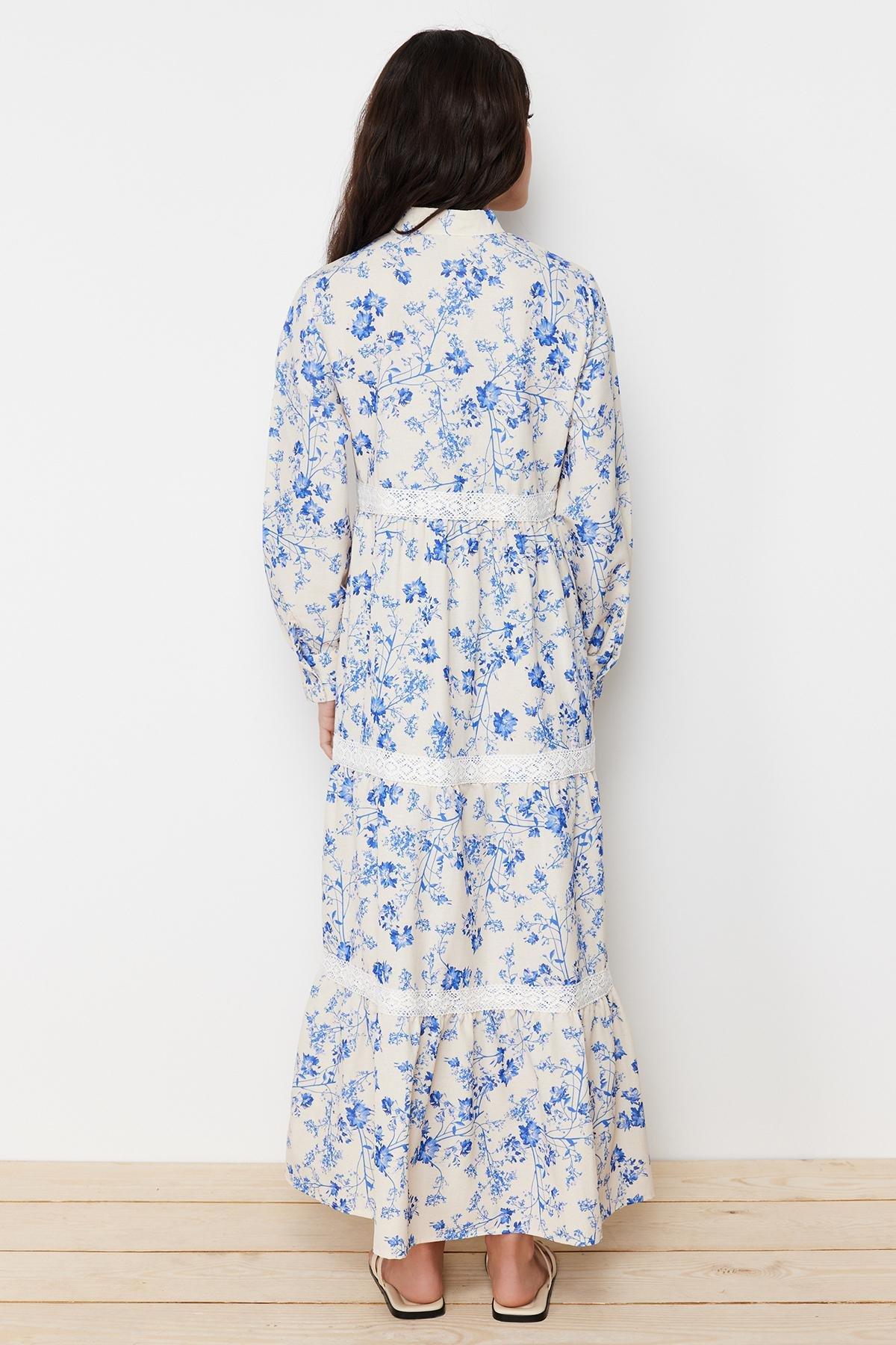 Multicolour Linen Floral Woven Dress, , large image number 6