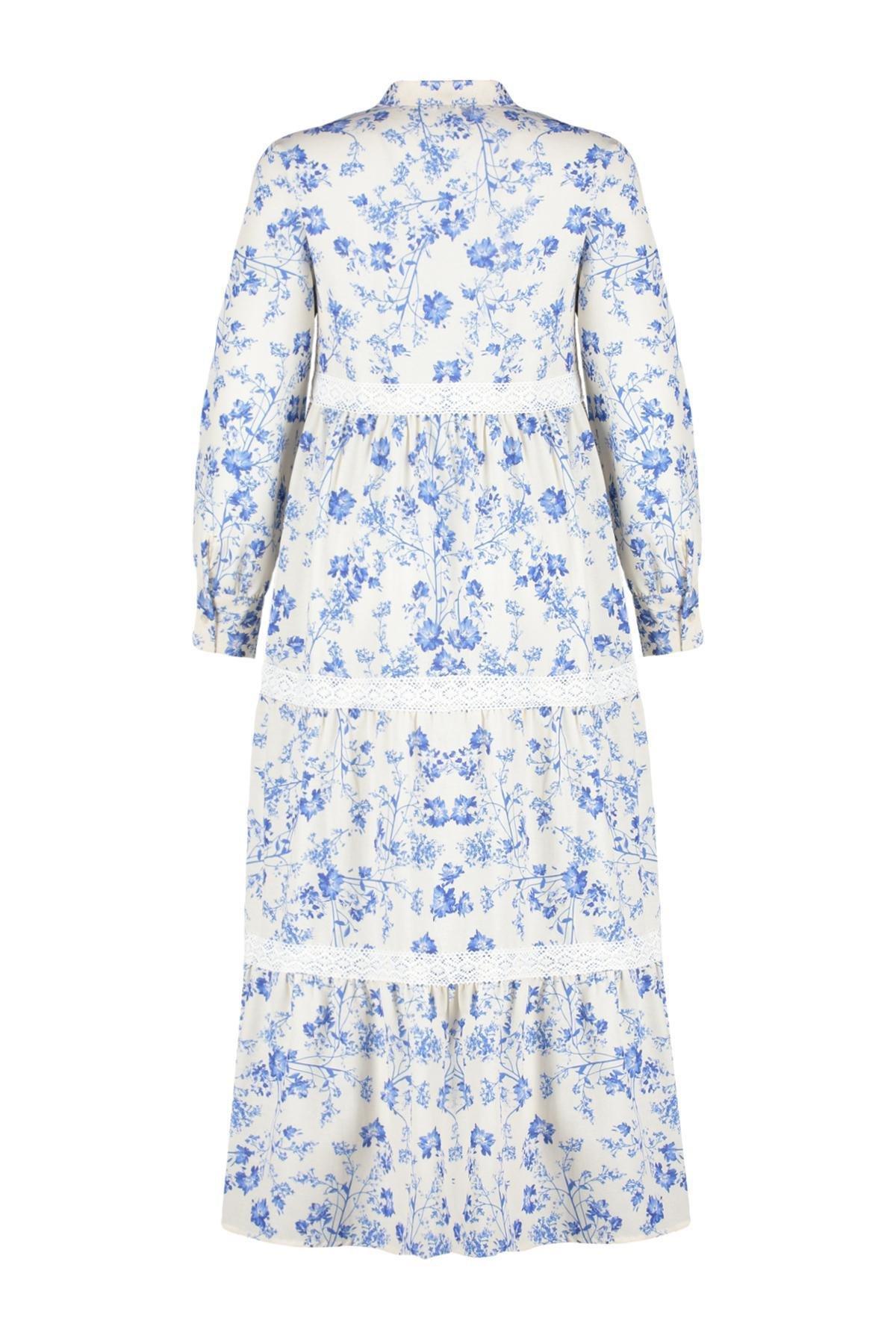 Multicolour Linen Floral Woven Dress, , large image number 7