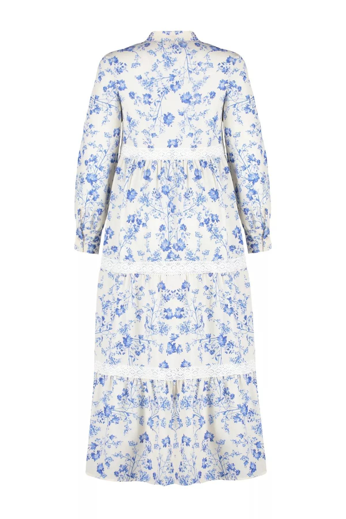 Multicolour Linen Floral Woven Dress, Beige, large image number 7