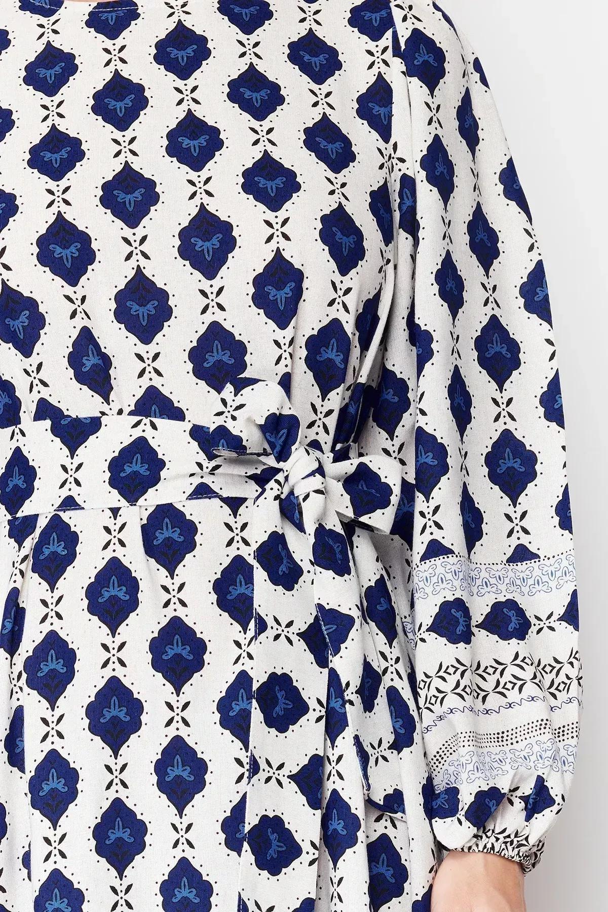 فستان منسوج بمظهر قماش الكتان، كحلي, Navy blue, large image number 12
