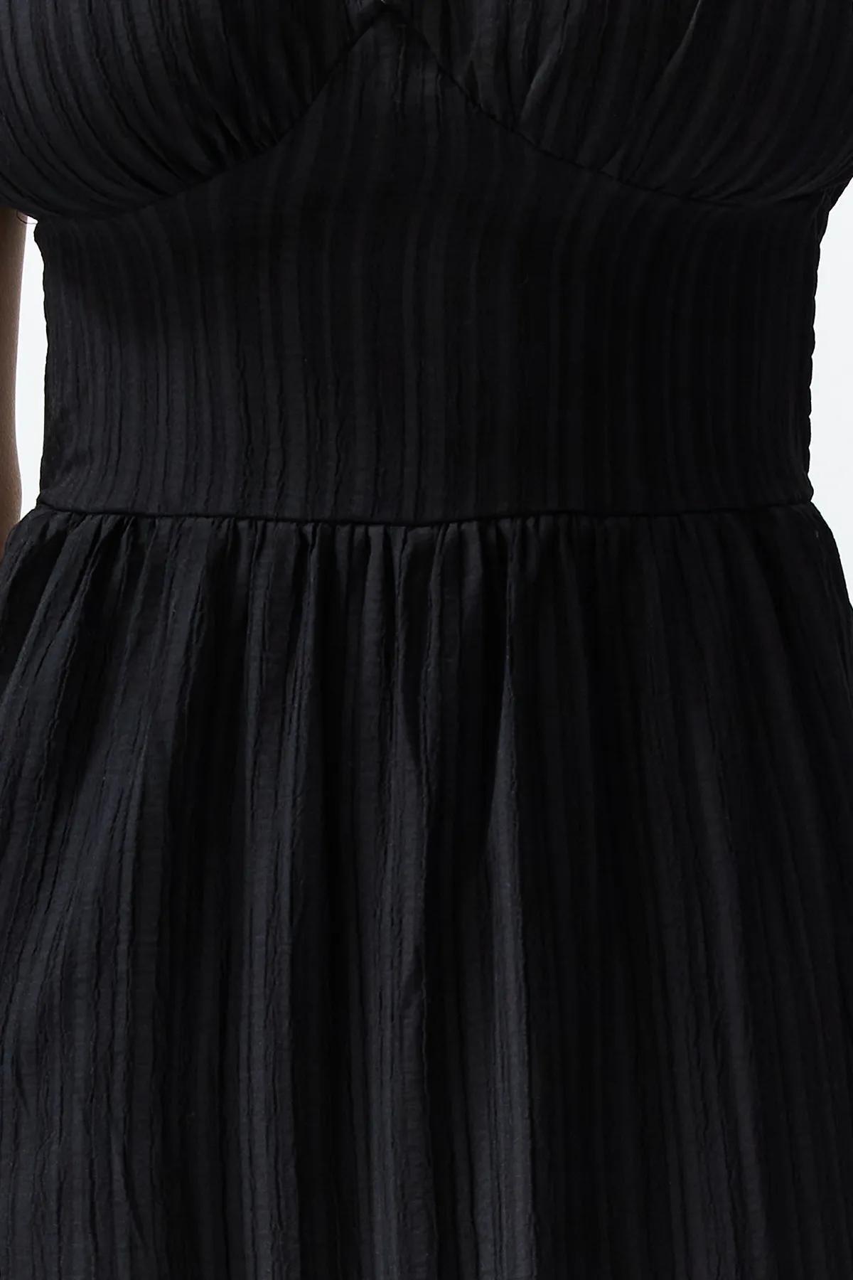 Black Maxi Woven Slit Beach Dress TBESS24EL00063, C101_2094, large image number 3