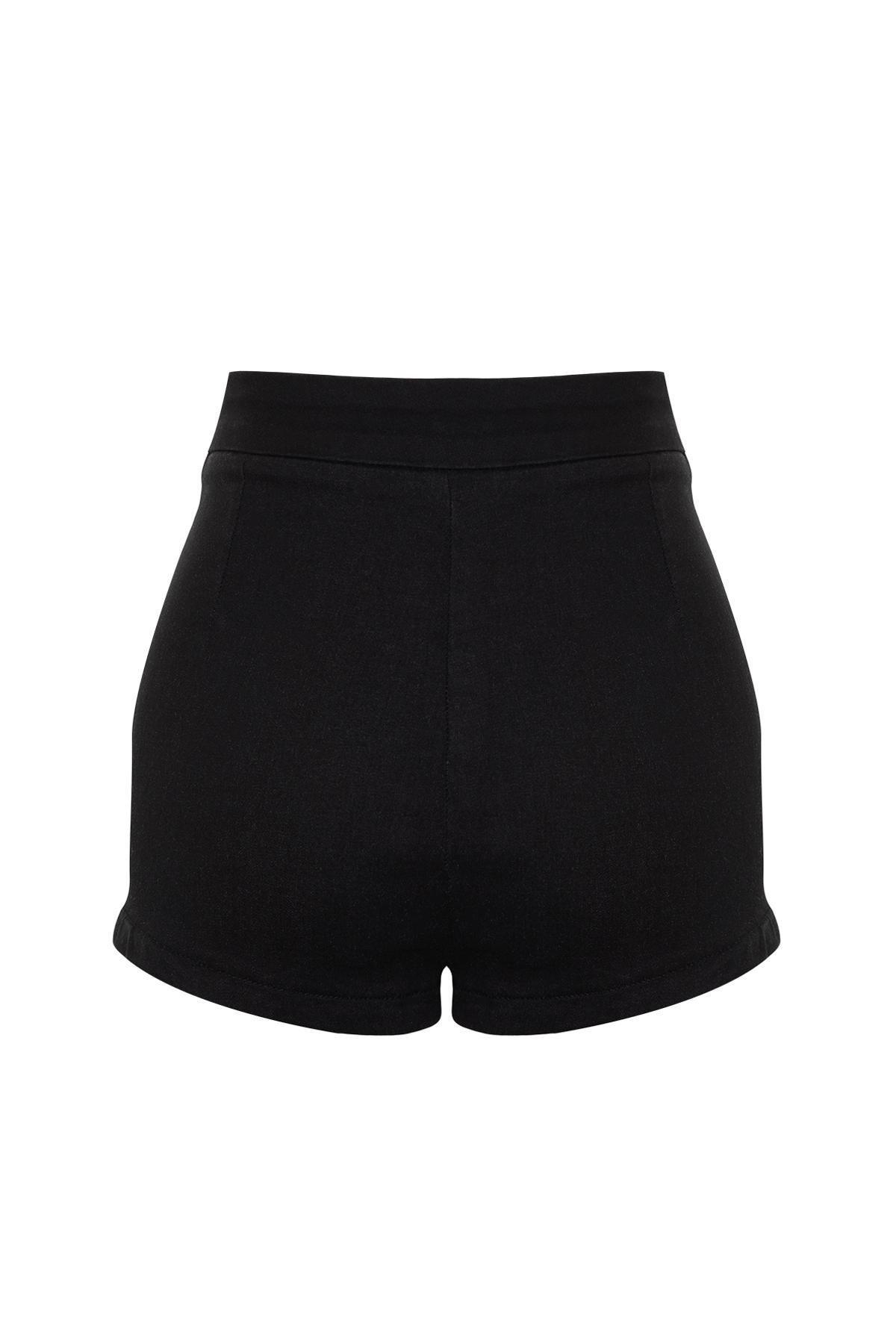 Black Fitted Denim Bermuda Shorts, , large image number 6