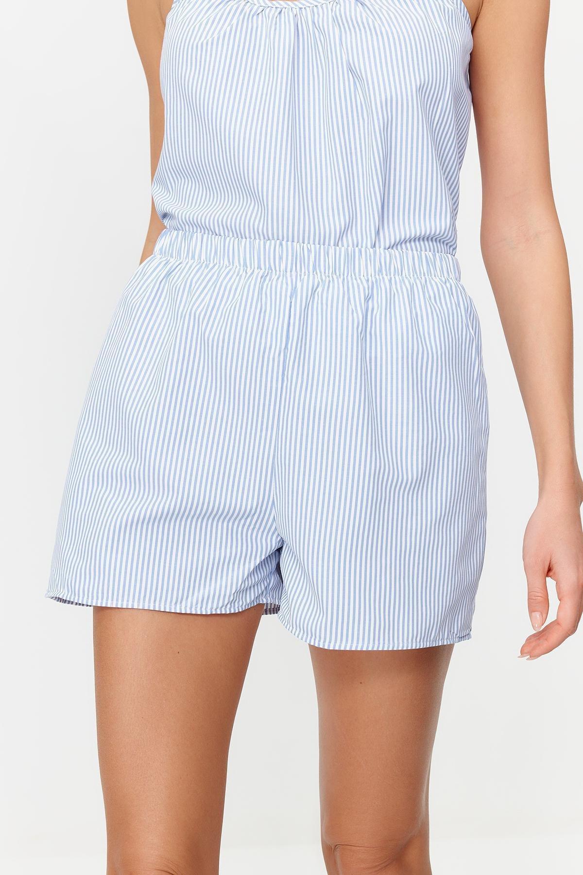 Blue Striped Woven Pyjamas Set, , large image number 4