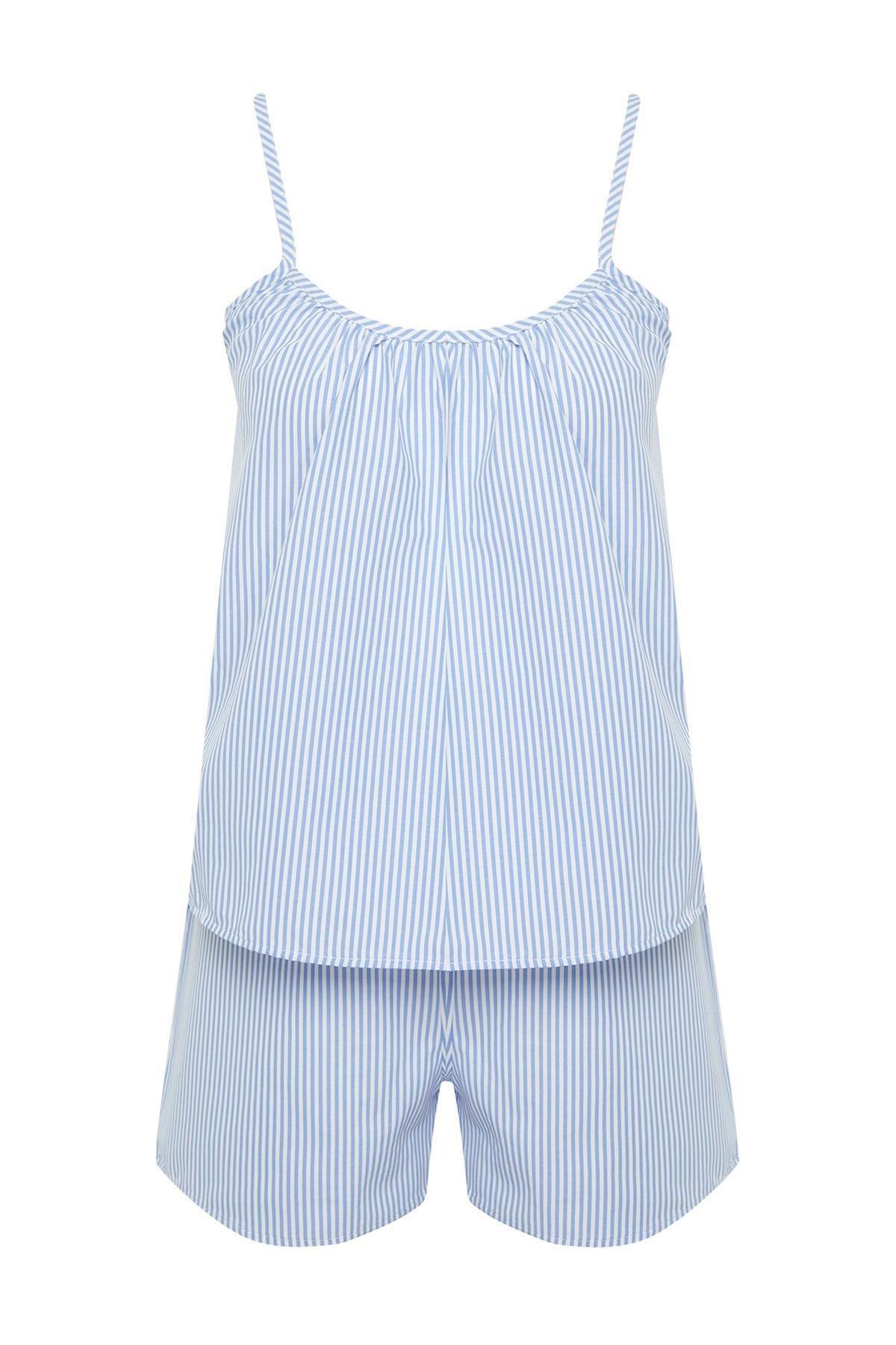 Blue Striped Woven Pyjamas Set, , large image number 5