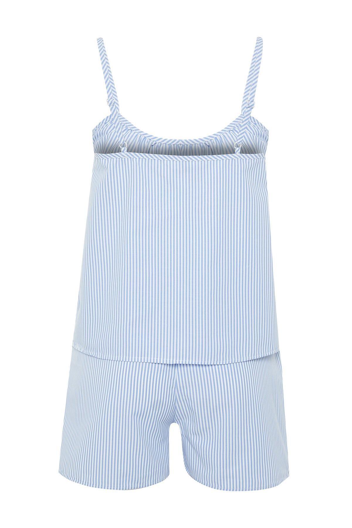 Blue Striped Woven Pyjamas Set, , large image number 6