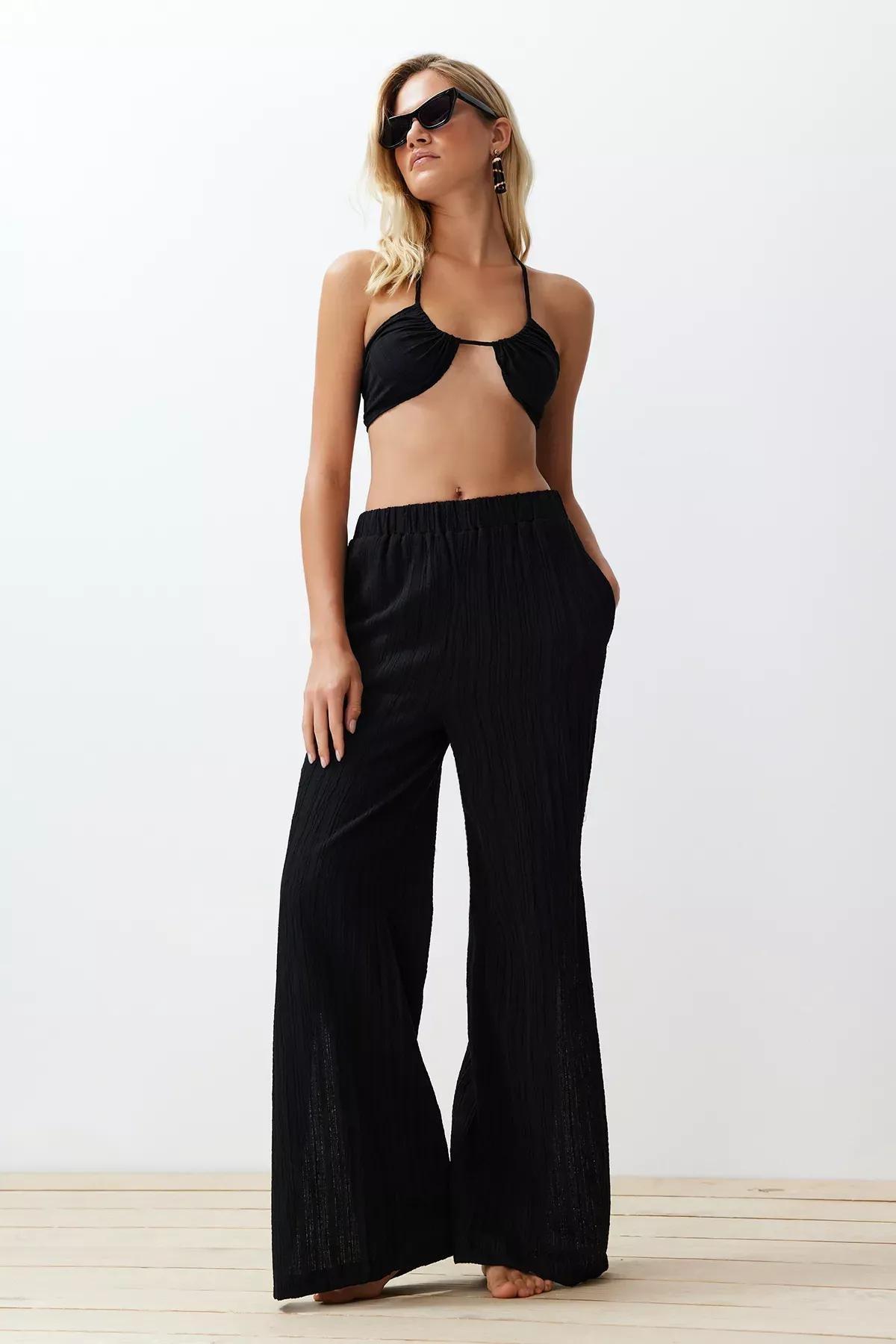 Black Woven Linen Blend Co-Ord Set, C101_2094, large image number 0