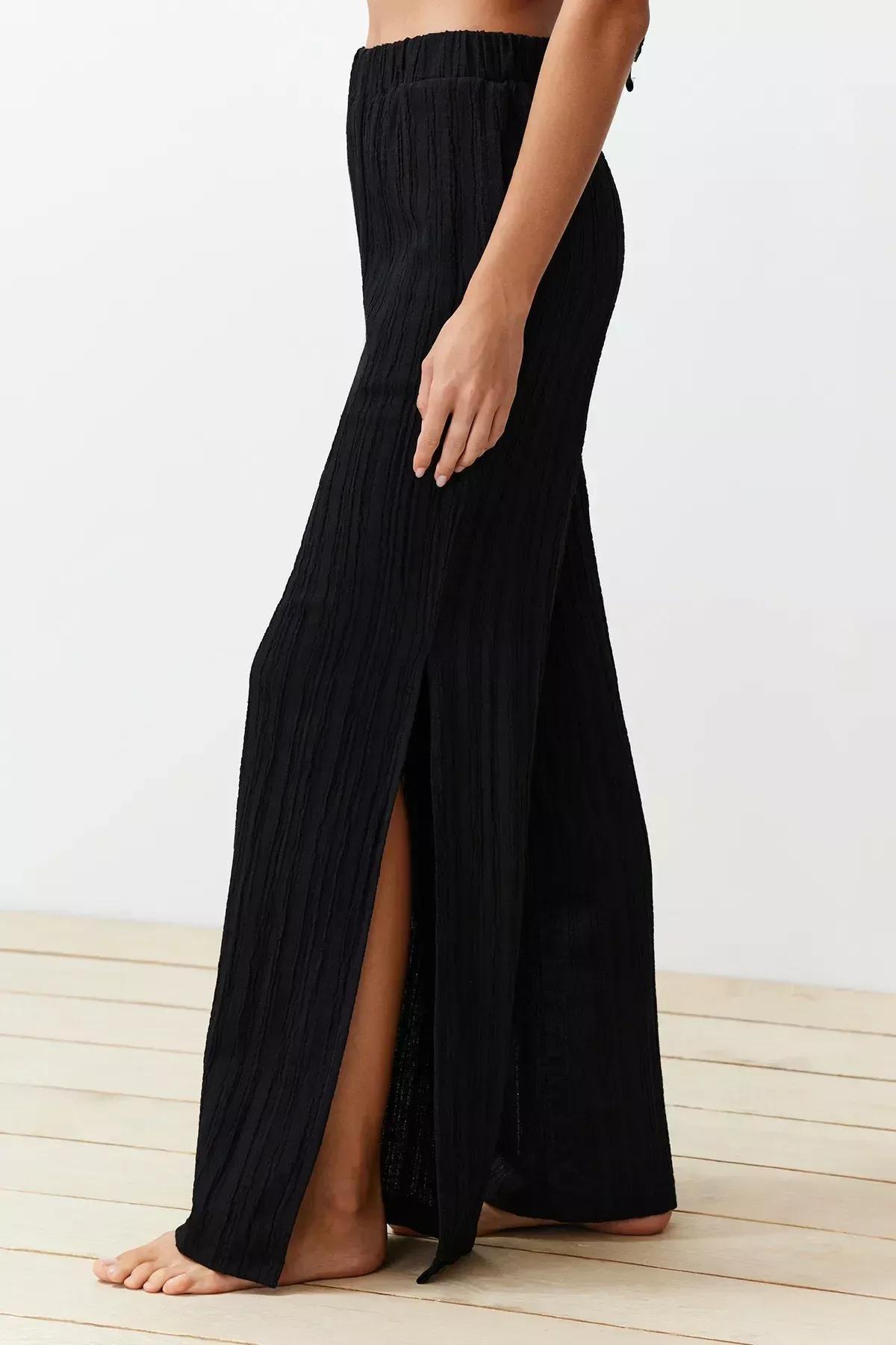 Black Woven Linen Blend Co-Ord Set, C101_2094, large image number 4