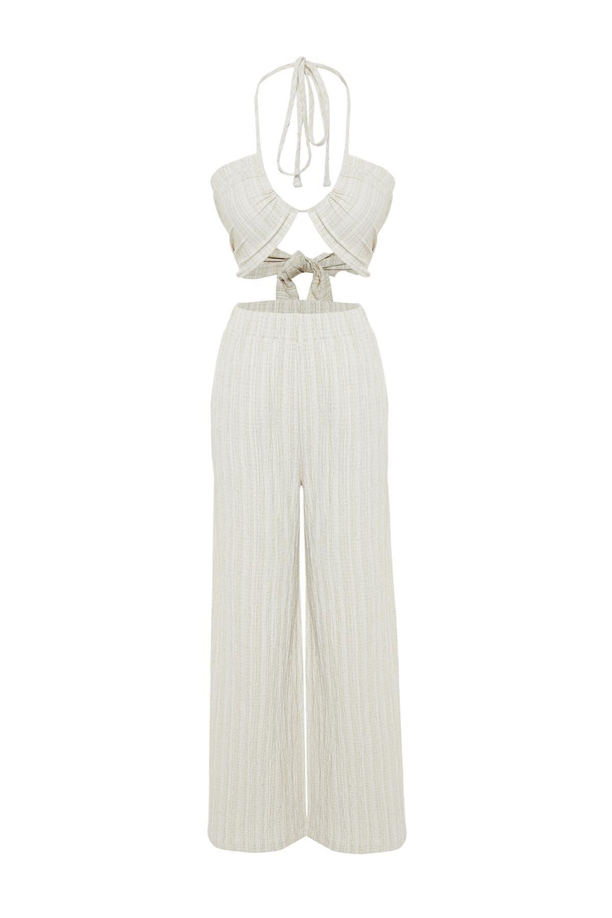 White Linen Blend Co-Ord Set, , large image number 5