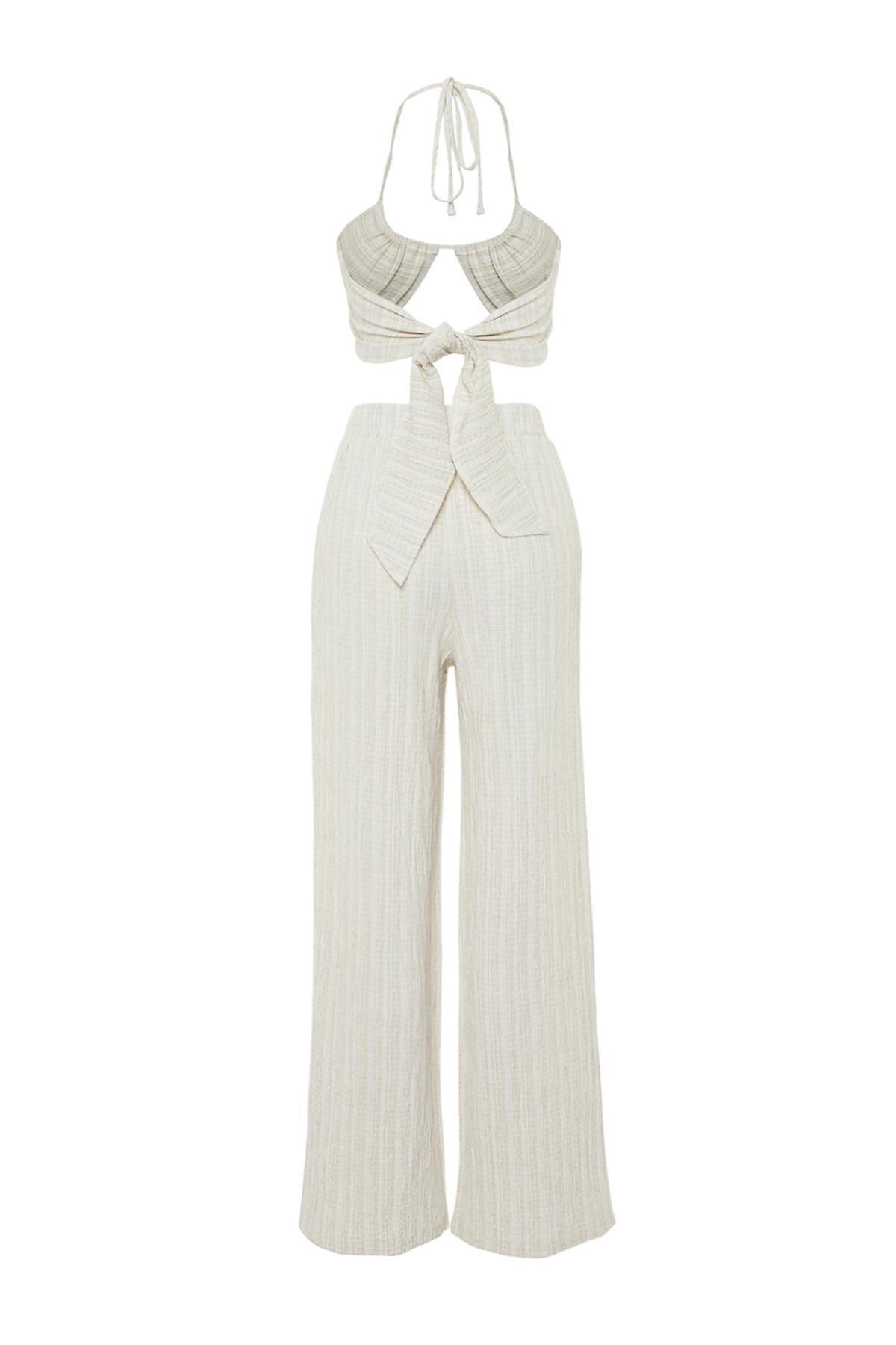 White Linen Blend Co-Ord Set, , large image number 7