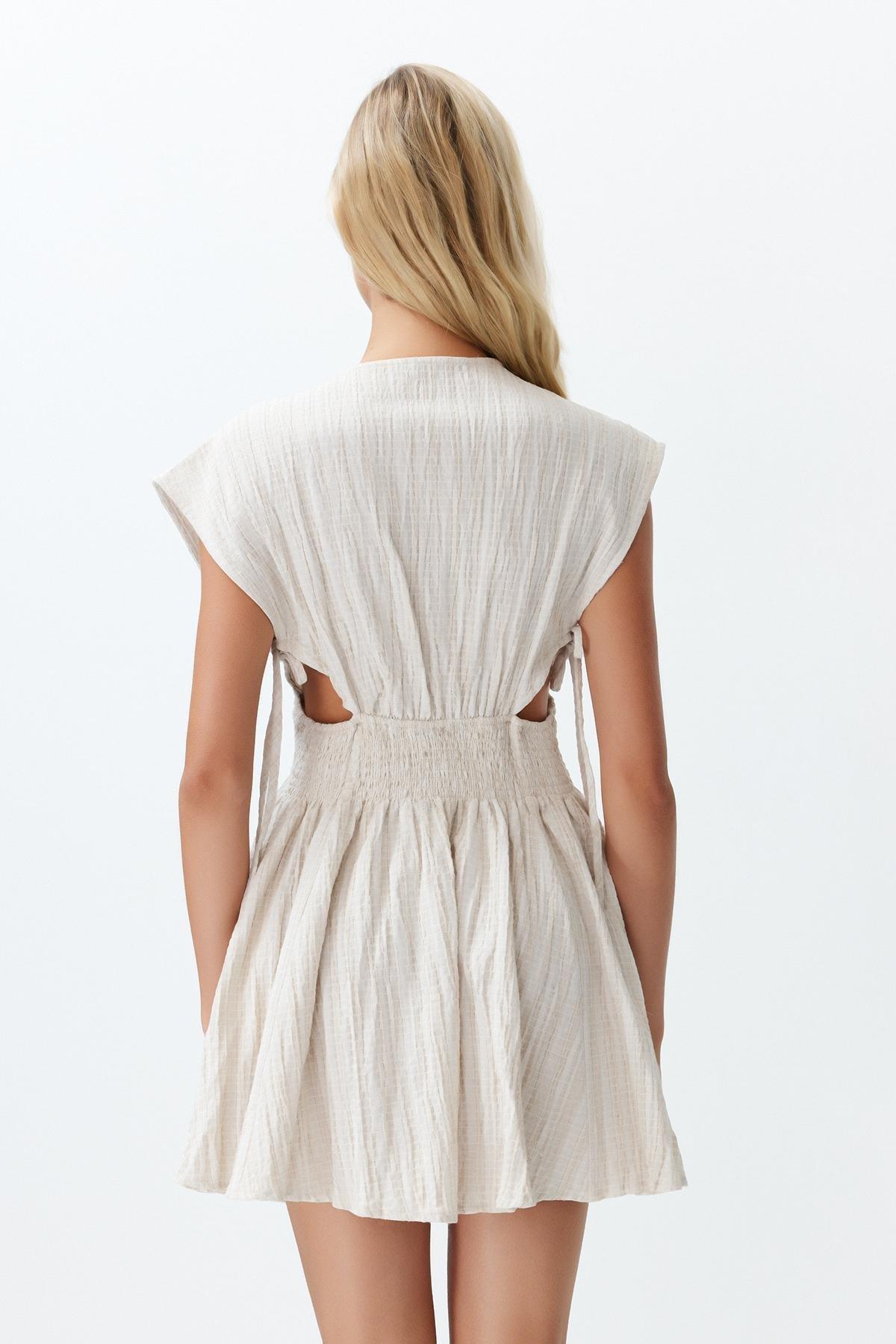 Ecru Blended Mini Dress, , large image number 4