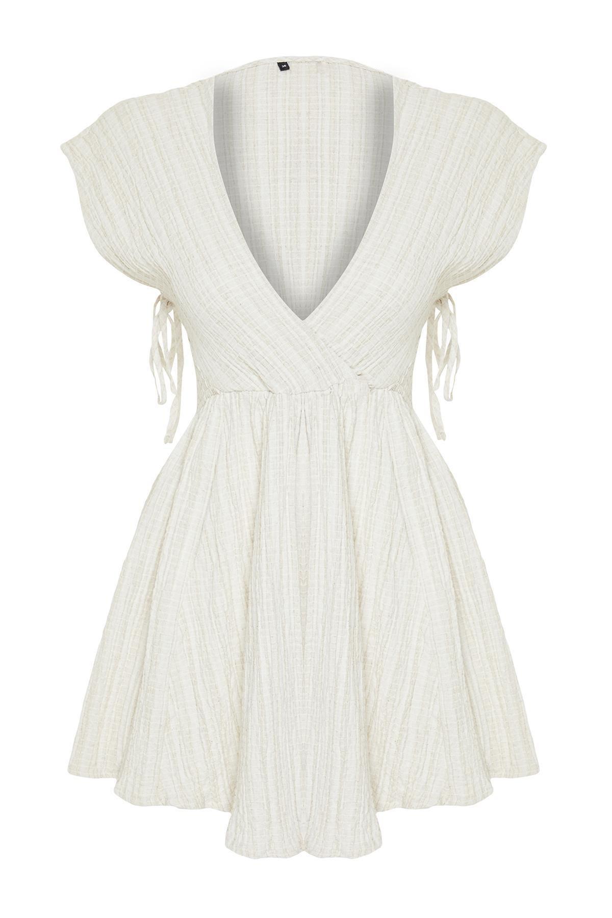 Ecru Blended Mini Dress, , large image number 5