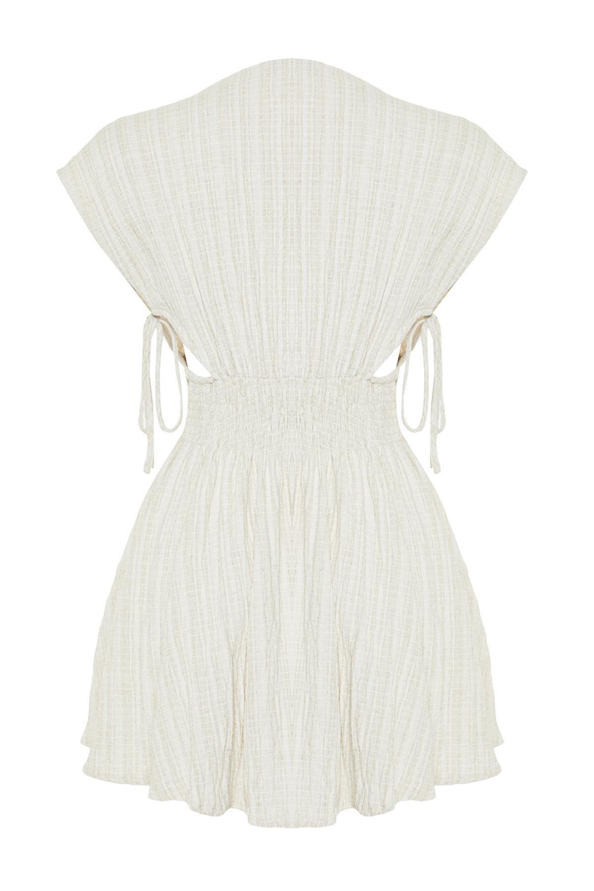 Ecru Blended Mini Dress, , large image number 6