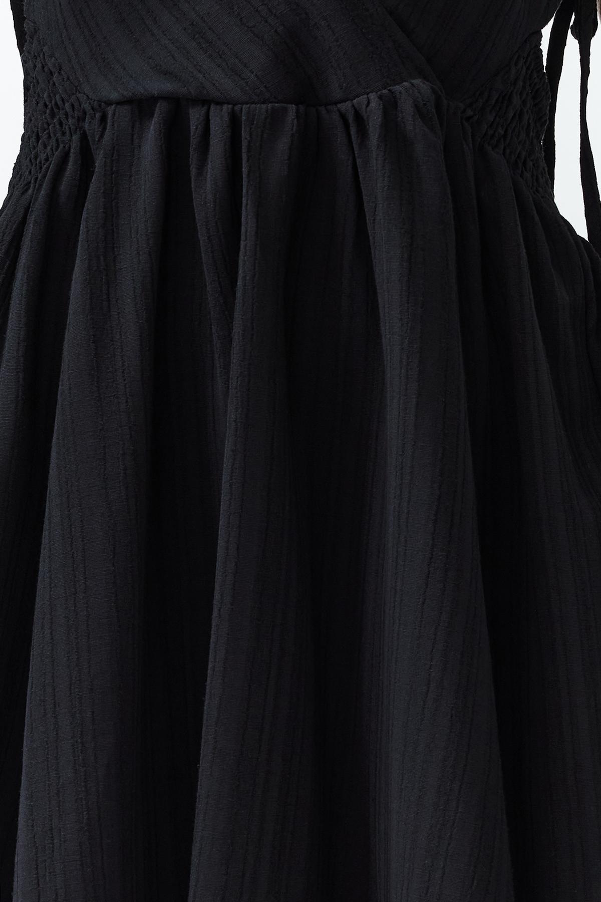 Black Mini Woven Cut Out Beach Dress, , large image number 4