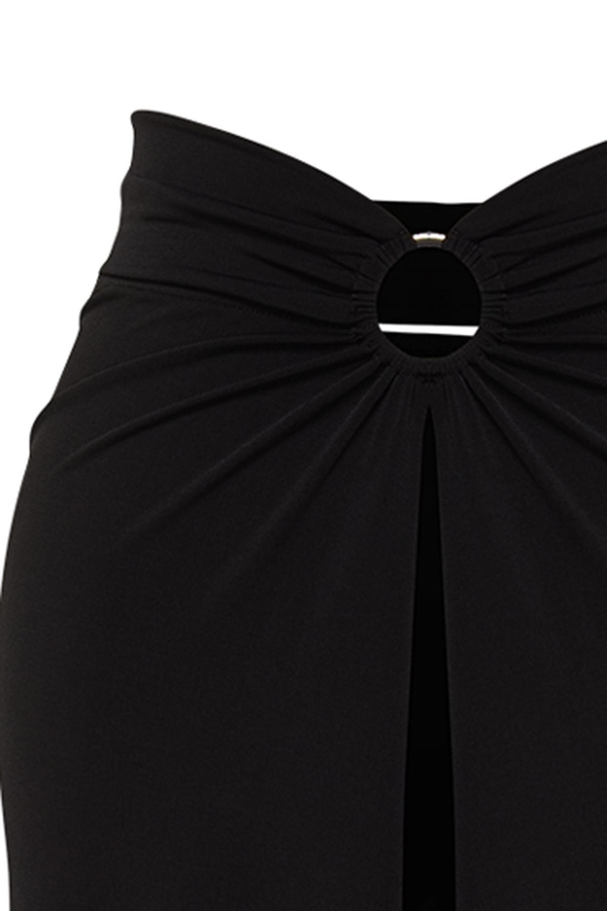 Black Maxi Knitted Cut Out/Windowed Pareo, , large image number 5